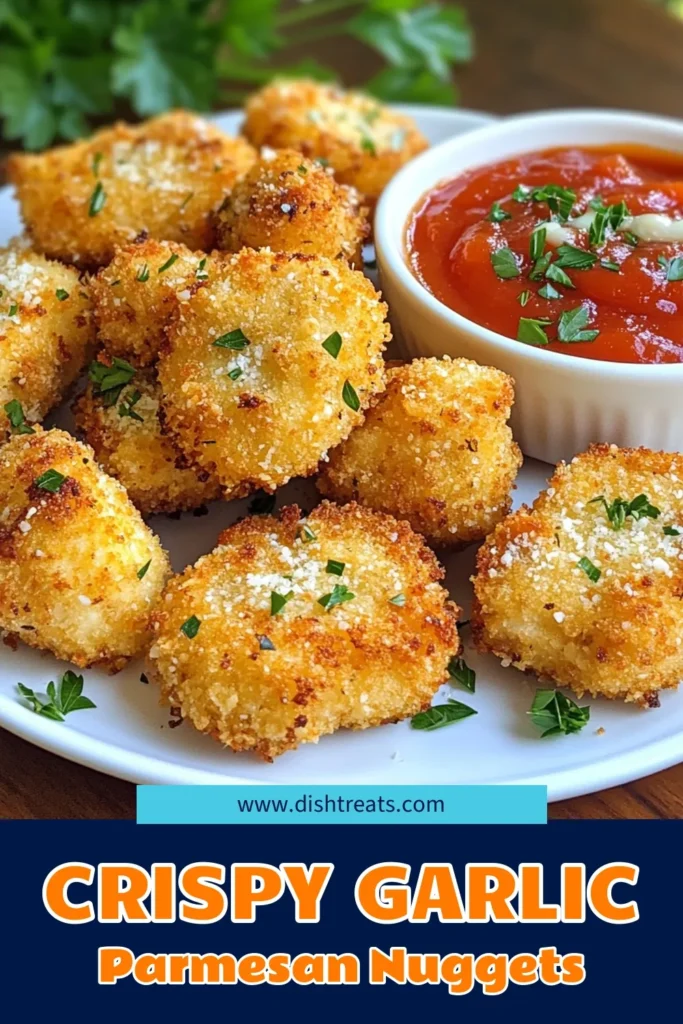 Looking for a delicious twist on meal time? Try these Garlic Parmesan Chicken Nuggets! This crispy chicken nuggets recipe is perfect for a quick dinner or snack. These homemade chicken nuggets with garlic are oven-baked for a healthier option without sacrificing flavor. Easy to make, they're sure to be a hit! Save and try this easy chicken nugget recipe for your next family night. #GarlicParmesanChickenNuggets #OvenBakedChickenNuggets #CrispyChickenNuggetsRecipe #EasyChickenNuggetRecipe