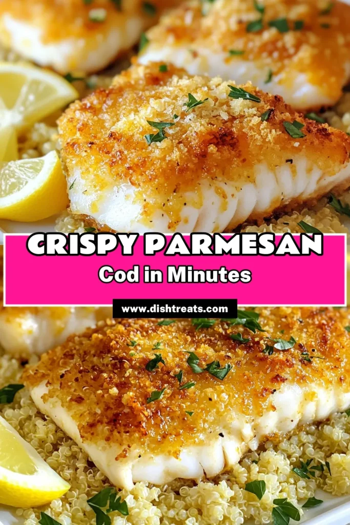 Discover the deliciousness of Parmesan crusted cod with this easy baked cod recipe! These zesty cod fillets are coated in a crispy Parmesan fish crust that’s both flavorful and satisfying. Perfect for a quick dinner, this Dijon mustard fish recipe keeps your meal light yet tasty. Try this recipe for a delightful dinner option that everyone will love! Save this recipe now for a scrumptious meal later! #ParmesanCrustedCod #BakedCodRecipe #CrispyParmesanFish #DijonMustardFishRecipe
