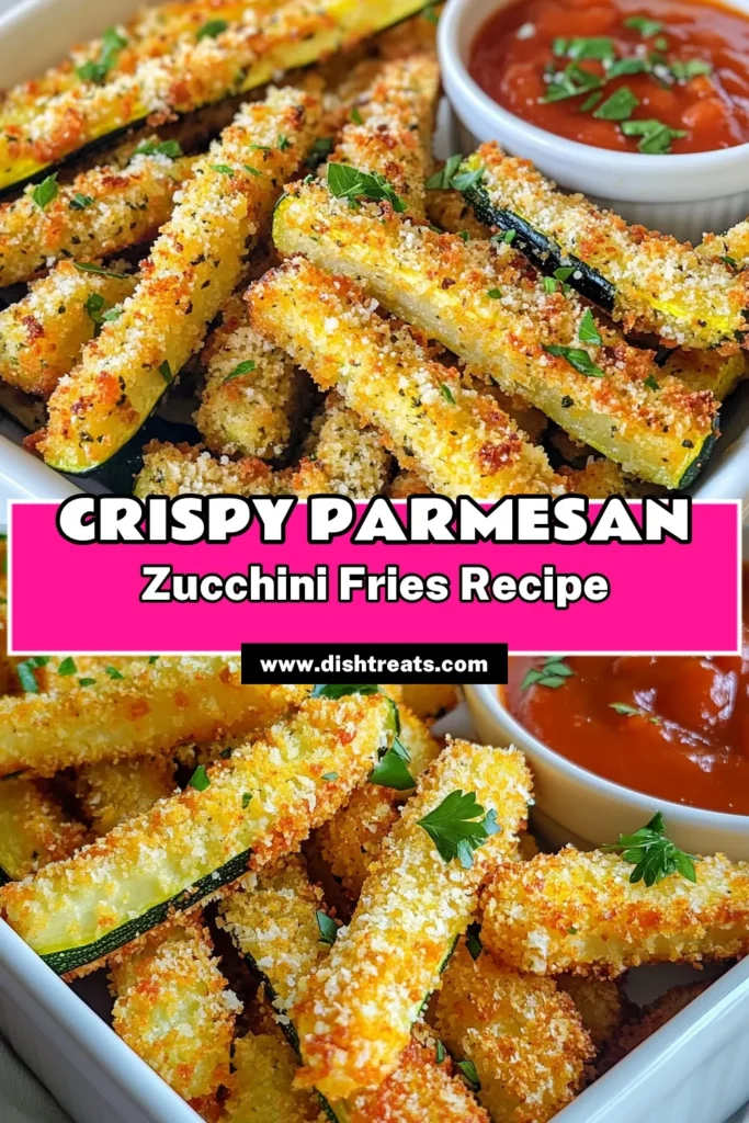 Discover the ultimate baked zucchini fries recipe with these crispy Parmesan Zucchini Fries! This healthy vegetable snack features a perfect blend of Parmesan cheese and panko breadcrumbs for extra crunch. Enjoy a guilt-free indulgence that’s easy to make and irresistibly delicious. Perfect for parties or a healthy side dish! Save this recipe now and elevate your snacking game. #ParmesanZucchiniFries #BakedZucchiniFries #HealthySnacks #CrispyZucchiniFries