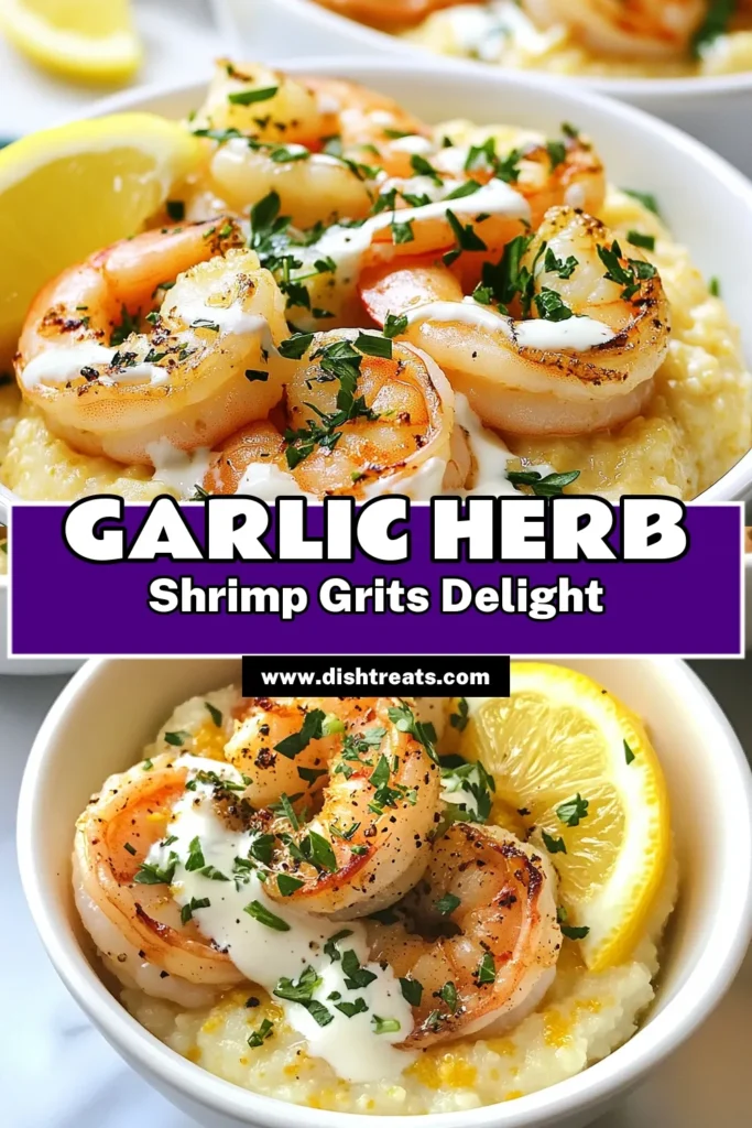 Discover this easy garlic herb shrimp recipe that transforms classic shrimp and grits into creamy seafood comfort food. With tender shrimp sautéed in garlic and herbs, served over a luscious creamy grits recipe, it’s the perfect easy shrimp dinner for any occasion. Savor the flavors and elevate your weeknight meals. Save this irresistible dish for later! #ShrimpAndGrits #SeafoodComfortFood #EasyDinner #CreamyGrits