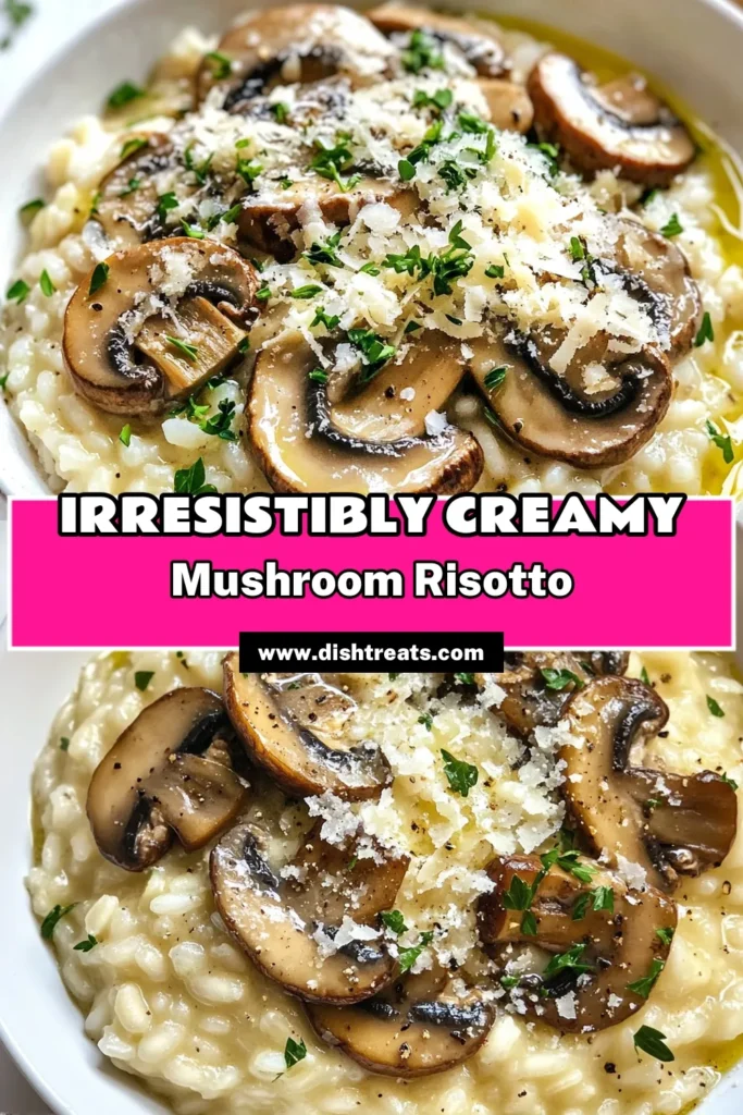 Indulge in the ultimate creamy mushroom risotto that’s rich and satisfying! This luxurious risotto recipe uses Arborio rice for the perfect creamy texture. Packed with savory mushrooms, this vegetarian risotto is not just a meal; it's an experience. Discover why this is the best mushroom risotto you'll ever make. Ready to elevate your dinner? Save this recipe now! #MushroomRisotto #VegetarianRecipes #ArborioRice #ComfortFood