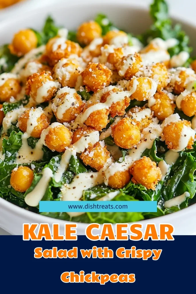 Elevate your meal with this vibrant Kale Caesar Salad featuring Crispy Chickpeas! This easy Vegan Caesar Salad is as delicious as it is healthy, combining nutrient-rich kale with a creamy tahini dressing. Perfect for lunch or dinner, this Crispy Chickpeas Recipe adds the perfect crunch. Discover more healthy salad recipes to impress at your next gathering. Try it now and save this recipe for later! #KaleCaesarSalad #CrispyChickpeas #VeganSalad #HealthyRecipes