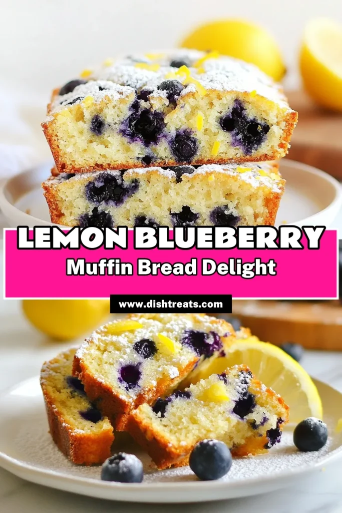 Discover the deliciousness of Lemon Blueberry Muffin Bread with this easy Lemon Blueberry Bread recipe. Perfectly moist and bursting with flavor, this homemade blueberry bread incorporates yogurt for extra tenderness. Bake a loaf of this delightful Blueberry Muffins with Yogurt-inspired bread and enjoy it with friends and family. Try this quick and easy recipe today! Save it for later and enjoy every slice! #LemonBlueberryMuffinBread #EasyLemonBreadRecipe #HomemadeBlueberryBread #BlueberryMuffinswithYogurt