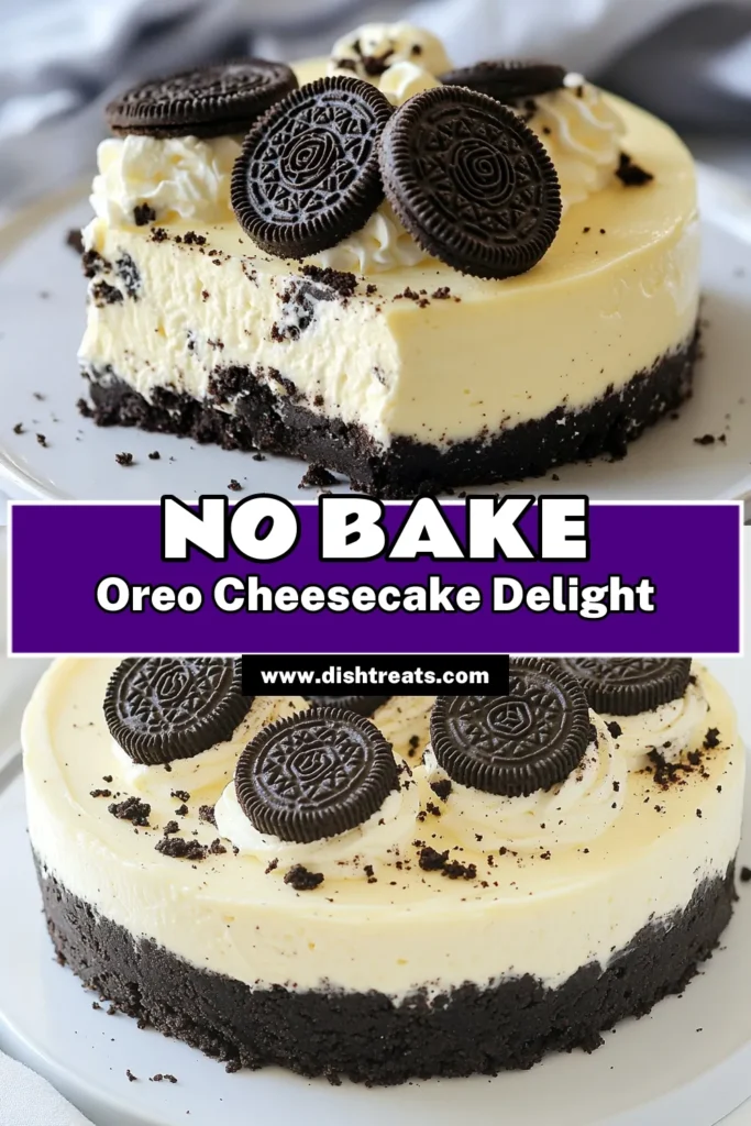 Indulge in this dreamy no bake Oreo cheesecake, the perfect easy cheesecake recipe for any occasion. Featuring a creamy cheesecake filling loaded with crushed Oreos, this no bake cheesecake with Oreos promises a delightful experience for dessert lovers. Great for parties or a simple treat at home, this easy Oreo dessert recipe requires no baking and is super simple to make. Try it today and satisfy your sweet tooth! #OreoCheesecake #DessertRecipes #NoBakeRecipe #CheesecakeLove