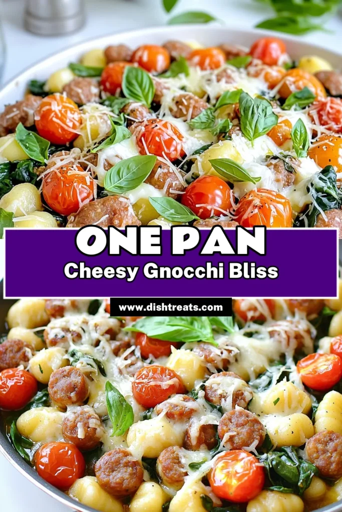 Delight in the creamy goodness of Cheesy Sausage Gnocchi One Pan! This easy recipe combines savory Italian sausage, tender gnocchi, and fresh spinach, all topped with a melty cheese blend. Perfect for a quick weeknight dinner, this dish is bursting with flavor and makes cleanup a breeze. Ready to experience this cheesy comfort food? Click to explore the full recipe now! #CheesySausageGnocchi #OnePanMeal #EasyRecipes #ComfortFood