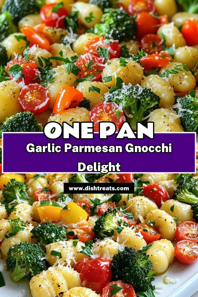 Satisfy your cravings with this easy and delicious sheet pan garlic Parmesan gnocchi & veggies recipe! Perfect for busy weeknights, it combines tender potato gnocchi with vibrant veggies in a flavorful garlic and Parmesan blend. Just toss, bake, and enjoy a hearty meal in just 35 minutes. Click through for the full recipe and bring this comforting dish to your table! #SheetPanDinner #GnocchiRecipes #EasyMeals #VegetarianCooking