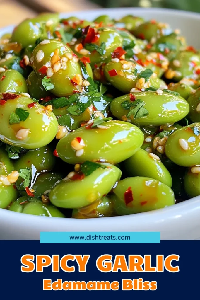 Looking for a quick and delicious appetizer? Try this spicy garlic edamame recipe! Packed with flavor, this healthy snack idea features tender edamame, sautéed garlic, and a kick of spice. Perfect for gatherings or a simple evening treat, this garlic edamame dish is sure to impress. Just 15 minutes to prepare! Save this recipe for your next snack craving. #SpicyGarlicEdamame #EdamameRecipe #QuickVegetarianAppetizers #HealthySnackIdeas