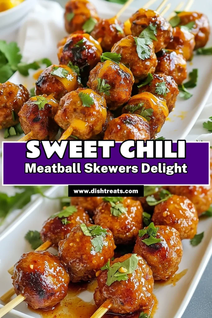 Discover the ultimate app for your gathering with these Sweet Chili Meatball Skewers! This easy grilled meatball recipe features juicy ground beef or turkey coated in a delicious sweet chili sauce glaze. Ideal as easy meatball appetizers, these skewers are perfect for parties and family dinners. Try this ground beef skewers recipe for a flavorful bite that everyone will love. Save the recipe and impress your guests! #SweetChiliMeatballSkewers #GrilledMeatballs #EasyAppetizers #GroundBeefSkewers