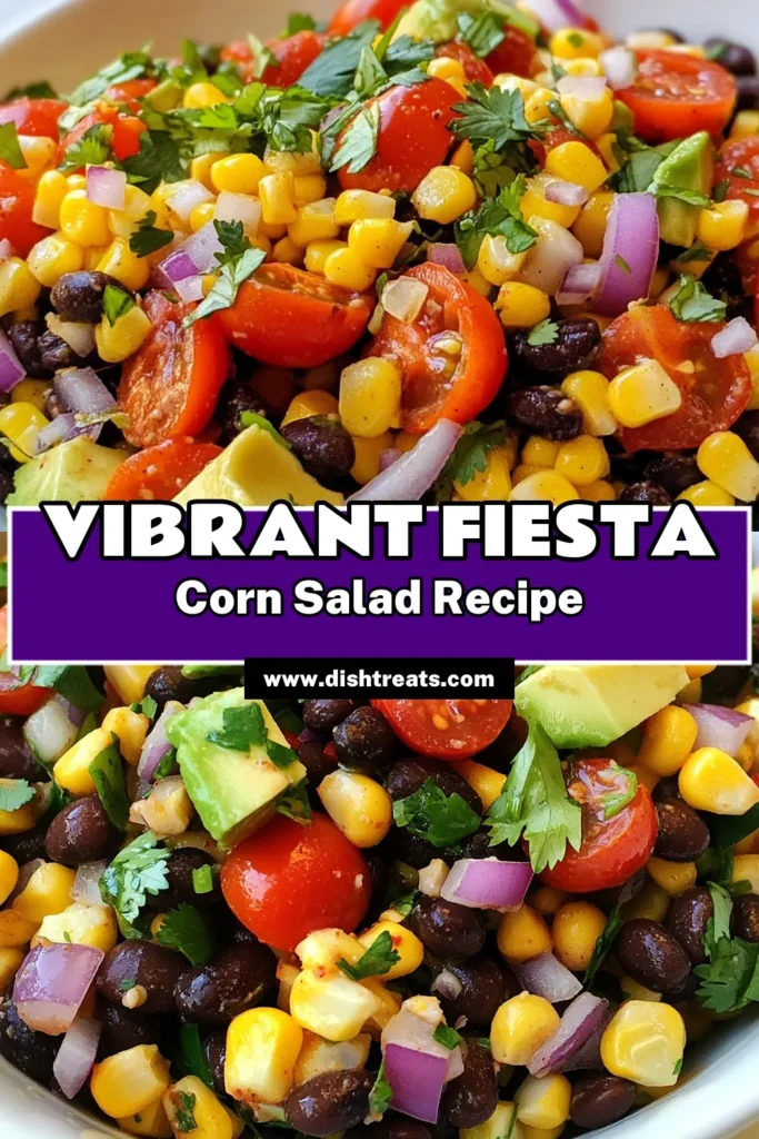 Try this vibrant Fiesta Corn Black Bean Salad recipe for a delicious twist on your favorite healthy Mexican salad. This easy bean salad recipe features a delightful mix of black beans, corn, cherry tomatoes, and creamy avocado, making it a perfect side dish or light meal. Enjoy the freshness and zest with this avocado corn salad. Save this recipe now and impress your friends! #FiestaCornSalad #BlackBeanSalad #HealthyMexicanSalad #EasyBeanSalad