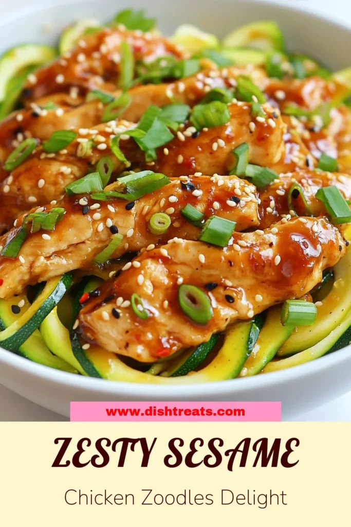 Looking for a quick weeknight dinner recipe? Try this delicious sesame chicken recipe served on zucchini noodles! This healthy chicken stir fry is packed with flavor and is gluten-free, making it perfect for any dietary needs. Enjoy the crunchy textures and vibrant flavors of sesame chicken zucchini noodles. Whip it up in just 20 minutes! Save this tasty zucchini noodles recipe for your next meal! #HealthyEating #GlutenFreeRecipes #DinnerIdeas #QuickRecipes