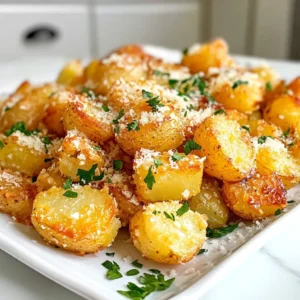 - 1.5 lbs baby potatoes, halved - 3 tablespoons olive oil - 4 cloves garlic, finely minced - 1 teaspoon dried oregano - 1 teaspoon smoked paprika - ½ cup freshly grated Parmesan cheese - Salt and freshly cracked black pepper to taste - Fresh parsley, finely chopped To make crispy garlic Parmesan potatoes, you need some simple yet tasty ingredients. Baby potatoes are perfect because they cook quickly and have a nice flavor. You will also need olive oil to help the potatoes crisp up in the oven. Fresh garlic adds a punch of flavor that makes these potatoes irresistible. Dried oregano brings a hint of earthiness, while smoked paprika gives your dish a depth of flavor. Parmesan cheese makes everything better, adding a salty, nutty taste. Don't forget to season with salt and pepper to make all the flavors pop. Finally, fresh parsley not only looks great but adds a fresh taste to the dish. Gather these ingredients, and you're ready to create a side dish that will impress everyone at your table. {{ingredient_image_2}} 1. Preheat the oven: Start by preheating your oven to 425°F (220°C). This high heat helps create that crispy texture we all love. 2. Halve the baby potatoes: Take 1.5 lbs of baby potatoes and cut them in half. This size cooks well and gets crispy. 3. Mixing seasoning ingredients: In a large bowl, combine the halved potatoes with 3 tablespoons of olive oil, 4 minced garlic cloves, 1 teaspoon dried oregano, 1 teaspoon smoked paprika, salt, and black pepper. Toss these together until the potatoes are well-coated with the seasoning. 1. Arranging potatoes on a baking sheet: Line a baking sheet with parchment paper. Spread the seasoned potatoes in a single layer. Give them space to roast evenly. 2. Initial roasting time: Place the baking sheet in the oven and roast the potatoes for 25 minutes. This will start to brown and crisp the outside. 3. Adding Parmesan cheese: After 25 minutes, take the baking sheet out. Sprinkle ½ cup of freshly grated Parmesan cheese evenly over the potatoes. This adds rich flavor and extra crunch. 1. Roasting to achieve crispiness: Put the baking sheet back in the oven. Roast for an additional 10-15 minutes, or until the potatoes turn golden brown and crispy. 2. Cooling time for enhanced crunch: Once done, remove the baking sheet from the oven. Let the potatoes cool for a couple of minutes to boost their crunchiness. 3. Garnishing tips: Before serving, add a sprinkle of finely chopped fresh parsley. This adds color and a fresh taste. Enjoy your crispy garlic Parmesan potatoes! To get those perfect crispy garlic Parmesan potatoes, spacing matters. Spread the potatoes out on the baking sheet. This helps air flow around each piece. If they are too close, they will steam instead of crisp. The oven temperature is also key. Preheat your oven to 425°F (220°C). A hot oven gives the potatoes a nice golden color and crunch. You can add more flavor with extra spices. Consider using onion powder or cayenne pepper for a kick. Herbs like thyme or rosemary can add freshness, too. If you don’t have Parmesan, try using Pecorino Romano. It has a similar taste and will still give you that cheesy goodness. Potato size affects cooking time. Smaller potatoes will cook faster, while larger ones need a bit more time. Adjust your roasting time based on how big your potato halves are. To check if they are done, poke a potato with a fork. If it goes in easily, they are ready. Look for a golden brown color for the best texture. Pro Tips Even Cooking: Cut the potatoes into uniform sizes to ensure even cooking and browning. Parmesan Variations: Experiment with different types of cheese like Pecorino or a blend of cheeses for a unique flavor twist. Herb Infusion: Add fresh herbs like rosemary or thyme to the seasoning mix for an aromatic touch. Storing Leftovers: Store any leftover crispy potatoes in an airtight container in the fridge. Reheat in the oven for maximum crispiness. {{image_4}} You can swap out Parmesan for other cheeses. Cheddar adds sharpness. Feta gives a tangy taste. Try Gouda for a smoky flavor. Each cheese brings its own twist to the dish. Experiment and find your favorite! Fresh herbs can brighten the flavor. Try using rosemary or thyme for a fragrant touch. Dried herbs work too, but fresh ones shine. Mix herbs for a unique blend. Combine parsley with dill for freshness. You can add veggies for more color and taste. Bell peppers or onions pair well with potatoes. Add proteins like cooked chicken or sausages for a full meal. This makes your dish heartier and more filling. Each addition enhances the overall flavors. To keep your crispy garlic Parmesan potatoes fresh, let them cool first. This step stops steam from making them soggy. Once cooled, store them in an airtight container. I recommend using a glass or plastic container with a tight lid. This keeps them safe from air and moisture. To enjoy that crispy texture again, use your oven. Preheat the oven to 375°F (190°C). Spread the potatoes on a baking sheet. Heat for about 10-15 minutes. This method helps them stay crispy. If you want a quick option, you can use a skillet. Heat a bit of oil in the pan and add the potatoes. Cook for a few minutes, turning them often. If you want to freeze these potatoes, start by cooling them completely. Then, place them in a single layer on a baking sheet. Freeze until solid, usually about 2 hours. Next, transfer them to a freezer-safe bag or container. Label the bag with the date. To thaw, simply leave them in the fridge overnight. Reheat using the oven or skillet method for the best taste. Roasting baby potatoes usually takes about 35 to 40 minutes. First, you roast them for 25 minutes. Then, you add the Parmesan and roast for an extra 10 to 15 minutes. This method helps them get crispy and golden brown. Timing can vary based on your oven, so check them often. Yes, you can use regular potatoes. Simply cut them into smaller pieces, about the same size as baby potatoes. Adjust your cooking time to about 45 to 50 minutes total. This way, they cook evenly and get that nice crisp texture. These potatoes pair well with many dishes. You can serve them with grilled chicken or steak for a hearty meal. They also go great with salads or roasted veggies. For a fresh twist, add lemon wedges for a zesty kick. This blog covered essential ingredients and step-by-step instructions for making crispy garlic Parmesan baby potatoes. You learned tips for achieving perfect texture and flavor. Trying different cheese and herb options can add variety to this dish. Storing leftovers properly maintains taste and crispness. Follow these simple guidelines to create a delicious side dish that impresses your family or guests. Enjoy cooking and exploring new flavors with this fun recipe!