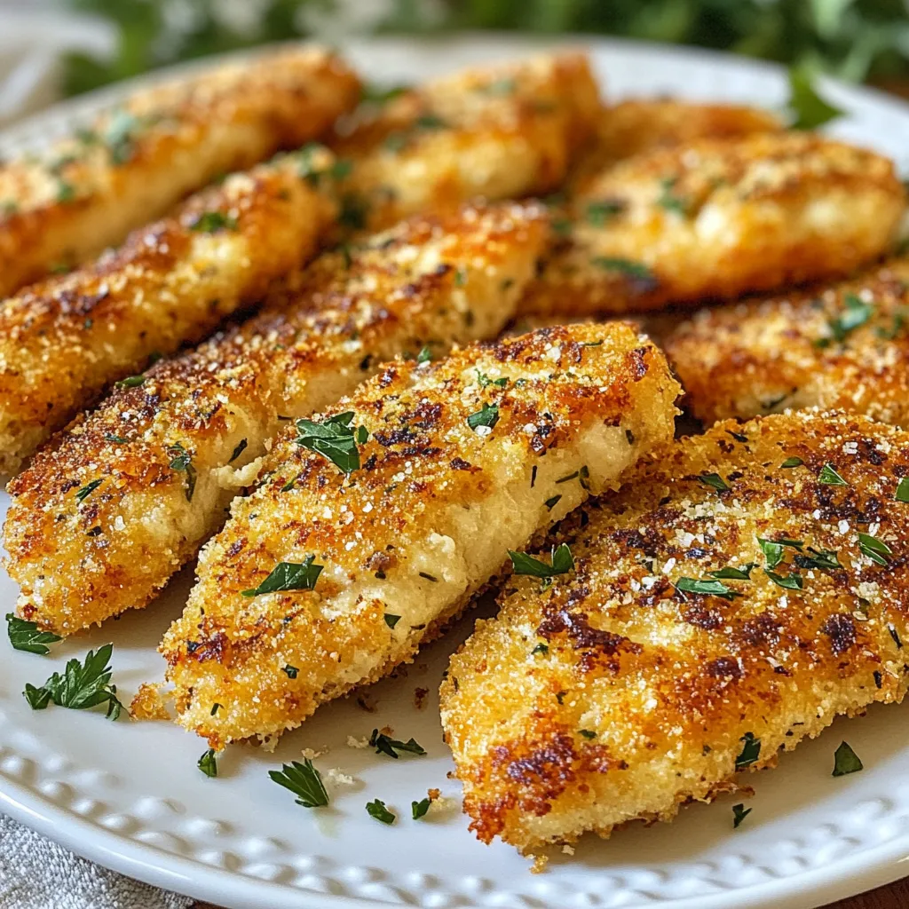 - 1 lb turkey cutlets - 1 cup breadcrumbs (preferably panko) - 1/2 cup grated Parmesan cheese - 1 tablespoon dried Italian herbs - 2 cloves garlic, finely minced - 1/2 teaspoon salt - 1/4 teaspoon freshly ground black pepper - 2 large eggs - 2 tablespoons milk - 3 tablespoons extra-virgin olive oil - Fresh parsley for garnish To make Parmesan Herb Turkey Cutlets, you need a mix of simple ingredients. I like to use panko breadcrumbs for a crunchier texture. The grated Parmesan cheese adds a rich flavor. Dried Italian herbs give the dish a nice aroma. I use minced garlic for extra taste. Make sure to season with salt and black pepper to balance the flavors. The eggs and milk help the breadcrumbs stick. For cooking, I rely on extra-virgin olive oil, which gives a lovely taste. Lastly, fresh parsley adds color and freshness to your dish. When gathering these ingredients, think about quality. Fresh Parmesan and good olive oil can make a big difference. Enjoy preparing this dish with these lovely ingredients! {{ingredient_image_2}} - Preheat the oven to 400°F (200°C). - Line a baking sheet with parchment paper. The first step is simple. Preheating your oven gets it ready for cooking. Lining the baking sheet helps with easy cleanup. You want to make sure nothing sticks. - Combine breadcrumbs, Parmesan, herbs, garlic, salt, and pepper in a bowl. Now, let’s make the coating. In a bowl, mix the panko breadcrumbs, grated Parmesan, dried herbs, minced garlic, salt, and pepper. This mixture will give the turkey a tasty crust. Make sure you mix it well so every bite is flavorful. - Whisk together eggs and milk until frothy. In another bowl, whisk together the eggs and milk. You want it frothy. This egg mix helps the breadcrumbs stick to the turkey. It’s an important step for a good coating. - Dip cutlets in egg mixture and coat with breadcrumb mixture. Take each turkey cutlet and dip it in the egg mixture. Make sure it is fully coated, then let the extra drip off. Next, press it into the breadcrumb mixture. Use your fingers to make sure it sticks well. This step is key for a crunchy texture. - Pan-fry in olive oil until golden brown, then bake in the oven. Heat the olive oil in a large skillet over medium heat. Add the coated turkey cutlets. Don’t crowd the pan; this helps them brown evenly. Cook each cutlet for about 3-4 minutes on each side until they look golden brown. Once done, transfer them to the baking sheet and bake for 10-12 minutes. This ensures they cook through and reach a safe temperature of 165°F (74°C). - Let cutlets rest and garnish before serving. After baking, remove the cutlets from the oven. Let them rest for a couple of minutes. This helps keep them juicy. Before serving, sprinkle some chopped fresh parsley on top for color and taste. The dish is now ready, and it looks amazing! - Use panko breadcrumbs for extra crunch - Don't overcrowd the pan while frying Using panko breadcrumbs gives your turkey cutlets a great crunch. They absorb less oil than regular breadcrumbs. This keeps the cutlets crispy and light. When frying, make sure to leave space in the pan. If you add too many cutlets at once, they will steam instead of fry. Frying in batches makes sure each cutlet gets the heat it needs. - Experiment with additional herbs or spices - Use freshly grated Parmesan for richer flavor You can add your favorite herbs or spices to the breadcrumb mix. Try rosemary, paprika, or chili flakes for a kick. Freshly grated Parmesan adds a great depth of flavor. It melts better than the pre-grated kind and sticks well to the cutlets. This makes every bite taste fresh and savory. - Serve with lemon wedges and extra Parmesan - Use fresh parsley for garnish and color contrast For a beautiful presentation, arrange the cutlets on a platter. Add lemon wedges for a pop of color. The lemon also adds a zesty flavor that complements the dish. A sprinkle of extra Parmesan on top looks nice and tastes great. Finally, add some fresh parsley as a garnish. It not only looks pretty but also adds a fresh taste. Pro Tips Choose the Right Breadcrumbs: Using panko breadcrumbs will give your turkey cutlets an extra crunch, making them more enjoyable. Don’t Skip the Resting Step: Allowing the cutlets to rest after baking helps retain their juices, resulting in a more flavorful and moist dish. Experiment with Herbs: Feel free to mix different dried herbs or add fresh herbs to the breadcrumb mixture for a unique flavor profile. Use a Meat Thermometer: To ensure your turkey is cooked perfectly, use a meat thermometer to check that the internal temperature reaches 165°F (74°C). {{image_4}} You can swap turkey cutlets for chicken or pork cutlets. Both options work well. Chicken cutlets will have a mild flavor, just like turkey. Pork cutlets add a bit more richness. The cooking method stays the same. Just remember to adjust cooking times for thicker cuts. If you need a gluten-free option, use gluten-free breadcrumbs. They offer a nice crunch and work well with the same spices. Many brands are available at stores or online. Just check the labels to ensure they fit your diet. This change keeps the dish tasty for everyone. You can easily change the flavor of your cutlets. Add zest from lemon or lime to the breadcrumb mix. This brightens the dish and adds freshness. You can also mix in sun-dried tomatoes or spinach. These ingredients add color and extra nutrients. Just chop them finely and blend them into the breadcrumbs. Experimenting with flavors makes this dish fun and unique. To store cooked turkey cutlets, place them in a shallow container. Cover the container tightly with a lid or plastic wrap. This keeps the cutlets fresh and prevents them from drying out. You can safely refrigerate them for up to three days. When you're ready to enjoy them again, remove the cutlets from the fridge about 30 minutes before reheating. This helps them heat evenly. If you want to freeze your turkey cutlets, first let them cool completely. Wrap each cutlet in plastic wrap, then place them in a freezer bag. Remove as much air as possible from the bag to avoid freezer burn. You can freeze uncooked or cooked cutlets. Uncooked cutlets can last up to three months in the freezer. Cooked cutlets are best eaten within two months for the best taste. To reheat your turkey cutlets, the oven is your best friend. Preheat your oven to 350°F (175°C). Place the cutlets on a baking sheet lined with parchment paper. Heat them for about 10 to 15 minutes, or until they reach an internal temperature of 165°F (74°C). This method keeps them crispy. If you're short on time, you can also use a microwave. Just be sure to cover the cutlets to keep them moist, but know that they may not stay as crispy. The best way to check if turkey cutlets are cooked is by measuring the internal temperature. Use a meat thermometer and look for 165°F (74°C). This ensures the turkey is safe to eat. If you don't have a thermometer, cut into the thickest part; the meat should be white, not pink. Yes, you can prepare these cutlets ahead of time! You can coat them with breadcrumbs and store them in the fridge for a few hours. This makes cooking easier when you're ready to eat. You can also freeze uncooked cutlets for up to three months. Just thaw them in the fridge before cooking. These cutlets pair well with many sides. You can serve them with: - Mashed potatoes - Steamed green beans - A fresh garden salad - Roasted vegetables - Rice pilaf Each side adds its own flavor, making the meal more exciting. Leftovers can last in the fridge for about 3 to 4 days. Store them in an airtight container to keep them fresh. If you want them to last longer, consider freezing them. Just remember to thaw and reheat them properly. Yes, you can bake the cutlets for a healthier option! Preheat your oven to 400°F (200°C). After frying the cutlets until golden, place them on a baking sheet and bake for 10 to 12 minutes. This helps them stay juicy while reducing the oil used. This blog gave you a clear guide to making delicious Parmesan Herb Turkey Cutlets. You learned about the key ingredients, step-by-step cooking instructions, and helpful tips for the best flavor and texture. Remember you can customize the recipe with different proteins or spices. Store any leftovers correctly for future meals. Enjoy sharing your tasty cutlets with friends and family, and don’t be afraid to experiment with your own twists. Happy cooking!
