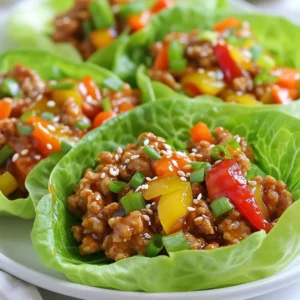 - 1 lb ground chicken - 2 tablespoons teriyaki sauce - 1 tablespoon soy sauce - 1 tablespoon sesame oil - 1 tablespoon fresh ginger, finely grated - 2 cloves garlic, minced - 1 bell pepper, finely chopped - 1 medium carrot, grated - 3 green onions, sliced diagonally - 1 tablespoon sesame seeds (optional, for garnishing) - 1 head of iceberg or butter lettuce, leaves carefully separated The main ingredients create a rich and savory base. The ground chicken brings protein and texture. Teriyaki sauce and soy sauce add sweet and salty notes. Fresh ginger and garlic provide warmth and depth, making every bite burst with flavor. Adding vegetables makes this dish vibrant and fresh. The bell pepper gives a nice crunch and color. Grated carrot adds sweetness and nutrients. Green onions bring a mild onion flavor, and sesame seeds can give a nutty crunch if you choose to add them. For the lettuce, you can use iceberg or butter lettuce. Iceberg is crisp and sturdy, while butter lettuce is soft and tender. Both hold the filling well. You can also mix and match the veggies based on your taste. Feel free to add more or swap them out! {{ingredient_image_2}} 1. Heat your skillet over medium heat. Add sesame oil and let it shimmer. 2. Next, add minced garlic and grated ginger. Sauté for about 30 seconds. This step fills your kitchen with a wonderful aroma. 3. Now, add 1 lb of ground chicken. Use a wooden spoon to break it apart. Cook for 5-7 minutes until it turns brown and is no longer pink. 1. Stir in 2 tablespoons of teriyaki sauce and 1 tablespoon of soy sauce. Mix well to coat the chicken in flavor. 2. Add 1 finely chopped bell pepper and 1 grated carrot. Cook for another 2-3 minutes. Stir often until the veggies soften and the mixture heats through. 3. Remove from heat and fold in 3 sliced green onions. This adds a fresh touch to your dish. 1. Take a lettuce leaf and place it on your plate. Iceberg or butter lettuce works great. 2. Spoon a generous amount of the chicken mixture into the center of the leaf. This creates a lovely cup shape. 3. For a finishing touch, sprinkle 1 tablespoon of sesame seeds on top. This adds crunch and looks great on your plate. These steps will lead you to a fresh and flavorful dish that is easy to make and enjoyable to eat! To ensure your chicken cooks evenly, choose ground chicken with a good fat content. This helps it stay juicy and flavorful. Use a large non-stick skillet for best results. The non-stick surface prevents the chicken from sticking and makes cooking easier. Keep the heat at medium to avoid burning the garlic and ginger. When arranging your cups, use a vibrant platter to make your dish pop. Place the filled lettuce cups close together. This creates a fun and inviting look. For extra flair, drizzle some teriyaki sauce over the cups. Add more green onion slices and sesame seeds for a colorful touch. To boost the flavor, try adding a splash of chili sauce for some heat. You can also mix in hoisin sauce for a sweeter taste. For side dishes, pair these cups with rice or a simple cucumber salad. These options balance the flavors and add texture to your meal. Pro Tips Prep Your Ingredients: Having all your ingredients prepped and ready before you start cooking will streamline the process and ensure everything comes together smoothly. Choose Fresh Vegetables: Fresh, crisp vegetables not only enhance the flavor but also add vibrant color and texture to your lettuce cups. Opt for seasonal produce for the best taste. Adjust the Sauce to Taste: Feel free to adjust the amount of teriyaki and soy sauce to suit your preference. A little extra sauce can enhance the flavor without overwhelming the dish. Experiment with Toppings: Don’t hesitate to mix in or top your chicken mixture with other ingredients like diced cucumber, avocado, or even a sprinkle of chili flakes for an extra kick. {{image_4}} You can switch out the ground chicken for ground turkey or beef. Ground turkey gives a leaner taste. Ground beef adds richness and flavor. Both options work well with teriyaki sauce. If you want a vegetarian meal, try using plant-based protein. Crumbled tofu or tempeh absorbs flavors well. Just sauté them in sesame oil with garlic and ginger. This keeps your dish tasty and healthy. You can play with different sauces to change the flavor. Try hoisin or sweet chili sauce for a new twist. These choices add sweetness and depth. If you like heat, toss in some chopped peppers. Sriracha or diced jalapeños can spice things up. This gives your dish a nice kick and makes it more exciting. Instead of lettuce cups, use wraps or tacos. Tortillas or rice paper make fun, hand-held meals. You can fill them with the teriyaki chicken mixture just like the cups. Another option is to serve the chicken over rice or quinoa. This makes the meal more filling and hearty. Plus, it soaks up the delicious teriyaki sauce. Enjoy exploring these variations to suit your taste! After you enjoy your teriyaki chicken lettuce cups, store any leftovers in the fridge. Use an airtight container for best results. The cooked chicken mixture should stay fresh for about three to four days. If you leave it out at room temperature, it can spoil quickly. Always remember to check for any off smells or changes in color before eating. If you want to keep leftovers longer, freezing is a great option. Place the chicken mixture in a freezer-safe bag or container. Take out as much air as possible to prevent freezer burn. When you're ready to eat, thaw it overnight in the fridge. Reheat in a skillet over low heat until warm, stirring often to keep it even. You can get creative with your leftover chicken! Try using it in a stir-fry with other veggies or on top of rice. You can also make a quick wrap using tortillas instead of lettuce. Another fun idea is to use it as a filling for baked potatoes. Each option gives you a new and tasty meal. To make Teriyaki Chicken Lettuce Cups healthier, you can make a few simple swaps: - Use ground turkey instead of ground chicken. It has less fat. - Choose low-sodium teriyaki sauce. This cuts down on salt. - Add more veggies for extra fiber and nutrients. Try shredded cabbage or zucchini. - Substitute sesame oil with a light olive oil for a healthier fat option. These changes keep your meal tasty while improving nutrition. Yes, you can prepare Teriyaki Chicken Lettuce Cups ahead of time. Here’s how: - Cook the chicken mixture and let it cool completely. - Store it in an airtight container in the fridge. It lasts for 3-4 days. - Wash and dry the lettuce leaves, then store them separately in a bag. - When ready to eat, just reheat the chicken and assemble the cups. This makes meal prep easy and quick! Absolutely! If you need gluten-free options, consider these swaps: - Use gluten-free soy sauce or tamari instead of regular soy sauce. - Check your teriyaki sauce label. Many brands offer gluten-free versions. - Avoid any added sauces that may contain gluten. These swaps make your Teriyaki Chicken Lettuce Cups safe and delicious! In this blog post, I shared a tasty recipe for Teriyaki Chicken Lettuce Cups. We explored the main ingredients, step-by-step cooking instructions, and useful tips for perfecting your dish. Variations let you customize flavors and proteins. I discussed storage options to help you save leftovers. These cups are easy to make and fun to serve. I hope you try this healthy recipe soon! Keep experimenting to find your favorite flavors and enjoy every bite.