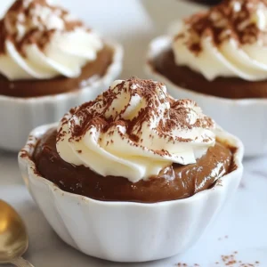 - 200g dark chocolate (70% cocoa), finely chopped - 3 tablespoons freshly brewed espresso, cooled - 4 large eggs, separated - 1/4 cup granulated sugar - 1/2 teaspoon vanilla extract - 1 pinch of salt - 1/2 cup heavy cream - Grated chocolate - Cocoa powder When making Chocolate Espresso Mousse Cups, you want to choose quality ingredients. The dark chocolate gives a rich flavor. I prefer chocolate that is at least 70% cocoa for depth. The espresso adds a lovely coffee note that pairs well with the chocolate. Eggs play a key role. We use the yolks for creaminess and the whites for fluff. This mix creates a light texture that melts in your mouth. Granulated sugar adds sweetness and balances the deep flavors. Vanilla extract enhances the taste, making it more complex. Heavy cream is essential for a smooth finish. Whipping it gives the mousse that light, airy feel. For garnishes, grated chocolate or cocoa powder not only looks pretty but adds an extra touch of flavor. Each element works together to create this delicious treat. {{ingredient_image_2}} To start, you need to melt the dark chocolate. You can use two methods here: - Double Boiler Method: Place a medium heat-proof bowl over a pot of simmering water. Make sure the bowl does not touch the water. Add the finely chopped chocolate to the bowl. Stir until it melts completely and is smooth. - Microwave Method: Put the chopped chocolate in a microwave-safe bowl. Heat it in 30-second intervals. Stir in between each interval until the chocolate is fully melted. Once melted, mix in the cooled espresso. Let the mixture cool slightly at room temperature. Now, let’s prepare the egg yolk mixture. In a large mixing bowl, add the egg yolks, granulated sugar, and vanilla extract. - Whisking Technique: Use a whisk to mix. You want to combine these ingredients until they become pale, thick, and creamy. This should take about 2-3 minutes. Achieving the right texture is key here. Your mixture should look smooth and fluffy. Next, it's time to combine the chocolate and yolk mixtures. - Adding Chocolate to Yolks: Slowly pour the melted chocolate-espresso mix into the egg yolk mixture. - Ensuring the Mixture Remains Smooth: Whisk continuously while adding. This helps prevent the eggs from scrambling. Set this rich mixture aside. Now we will beat the egg whites. - Techniques for Stiff Peaks: In a clean, dry bowl, add the egg whites and a pinch of salt. Use an electric mixer to beat them until stiff peaks form. The peaks should stand straight up when you lift the beaters. - Importance of Gentle Folding: Gently fold one-third of the beaten egg whites into the chocolate mixture. This lightens it. Then, fold in the rest in two more additions. Be careful to keep the fluffiness. Let’s whip the cream. - Signs of the Right Consistency: In another bowl, whip the heavy cream using an electric mixer. You want soft peaks to form. The cream should feel thick but smooth. - Incorporating into the Mousse: Gently fold the whipped cream into the chocolate mixture. Keep folding until no white streaks remain. This step is crucial for a light and airy mousse. Now it’s time to chill and serve. - Portion Sizes and Serving Cups: Spoon the mousse into individual serving cups or ramekins. You can layer it or keep it smooth on top. - Chilling Time and Final Touches: Cover each cup with plastic wrap. Refrigerate for at least 2 hours. This helps the mousse firm up. Just before serving, sprinkle grated chocolate or cocoa powder on top for a beautiful finish. Folding is key to a light mousse. It mixes air into the chocolate mix. Here’s how to do it right: - Use a rubber spatula for gentle folding. - Fold from the bottom up. - Turn the bowl as you fold. For fluffy mousse, follow these tips: - Be sure egg whites form stiff peaks before folding. - Mix whipped cream in slowly and carefully. - Avoid over-mixing to keep that airy feel. Don’t have dark chocolate? You can use: - Semi-sweet chocolate for a sweeter taste. - Milk chocolate for a creamier mousse. For a non-dairy option, try: - Coconut cream instead of heavy cream. - Almond milk whipped cream for a lighter texture. Pair your mousse with fresh fruits like: - Raspberries or strawberries for tartness. - Bananas for a sweet touch. For creative presentation ideas: - Layer mousse with fruits in clear cups. - Use small cups with fun colors for a pop. - Add mint leaves on top for a fresh look. Pro Tips Use Quality Chocolate: The quality of chocolate significantly affects the flavor of your mousse. Opt for high-quality dark chocolate with at least 70% cocoa for a rich taste. Temperature Matters: Make sure the espresso is cooled before adding it to the chocolate to prevent the chocolate from seizing up. Don't Rush the Folding: When incorporating the whipped cream and egg whites into the chocolate mixture, take your time. Gentle folding helps maintain the light and airy texture of the mousse. Chill Thoroughly: Allow the mousse to chill for at least 2 hours, but if possible, refrigerate it overnight for the best texture and flavor development. {{image_4}} You can make your mousse even more exciting. Adding spices like cinnamon or nutmeg brings warmth to the chocolate. Just a pinch can change the whole flavor. You can also experiment with different espresso flavors. Try a hazelnut or vanilla espresso for a fun twist. If you're looking for vegan options, swap eggs with aquafaba. This is the liquid from canned chickpeas. It whips up nicely and adds fluffiness. Use coconut cream in place of heavy cream for a rich texture. You can also make gluten-free adaptations by using gluten-free chocolate. Just check the labels to be sure. The type of chocolate you choose makes a big difference. You can use milk chocolate for a sweeter mousse or white chocolate for a lighter taste. Combining different types can also work well. Try mixing dark and milk chocolate for balance. Each choice will change the mousse's flavor and feel. To keep your mousse cups fresh, use airtight containers. Glass or plastic containers work well. Make sure they seal tightly. This keeps out air and moisture. Place the mousse cups in the fridge. They will stay good for up to four days. Freezing mousse is a great option. Use freezer-safe containers or silicone molds. This helps maintain the mousse's smooth texture. Before freezing, press plastic wrap against the surface. This stops ice crystals from forming. To thaw, place the mousse in the fridge overnight. Avoid using the microwave, as it can ruin the texture. Mousse cups taste best within four days. After this, they may lose flavor and texture. Signs of spoilage include an off smell or change in color. If you see any signs, it's best to discard them. Always trust your senses when checking food. Yes, you can use instant espresso in this recipe. Just mix it with hot water to rehydrate it. Instant espresso will give a strong coffee flavor. However, fresh brewed espresso adds a richer taste. If you lack a double boiler, use a heat-proof bowl over a pot of simmering water. Ensure the bowl does not touch the water. You can also melt chocolate in the microwave. Heat it in short bursts to prevent burning. You can store chocolate mousse in the fridge for up to 3 days. Keep it in airtight containers. If you notice any change in texture or smell, it’s best to discard it. Yes, you can prepare chocolate mousse a day before serving. Just cover it well and chill it. This lets the flavors meld beautifully. Eggs are key for a classic mousse texture. They provide richness and help the mousse rise. If you want an egg-free version, look for recipes that use aquafaba or silken tofu instead. Making chocolate mousse is a fun journey into dessert-making. You learned about the main ingredients, like dark chocolate and eggs, and how to combine them carefully. Each step is key to getting that perfect texture. Use my tips to create your ideal mousse. Don't forget to try different flavors and presentations for a unique touch. Follow my storage advice to enjoy your mousse longer. With this guide, you're equipped to impress with your chocolate mousse skills. Now, it's time to get cooking!