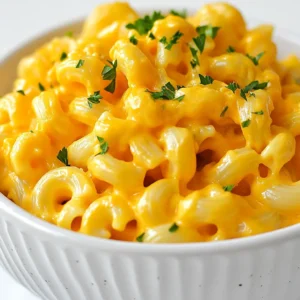 - 8 ounces elbow macaroni - 2 cups butternut squash, peeled and diced - 2 tablespoons olive oil (divided) - 1 medium onion, finely chopped - 2 cloves garlic, minced - 1 ½ cups vegetable broth - 1 cup milk (or plant-based milk) - 1 ½ cups shredded sharp cheddar cheese - ½ cup grated Parmesan cheese - 1 teaspoon ground nutmeg - 1 teaspoon smoked paprika - Salt and freshly ground pepper, to taste - Fresh parsley, chopped (for garnish) Butternut squash mac and cheese is a dish that warms the heart. The main ingredients create a rich base. Elbow macaroni gives a cozy texture. Butternut squash adds a sweet, creamy element. Olive oil helps sauté the onions and garlic, giving a fragrant touch. In the dairy and broth section, the vegetable broth and milk bring creaminess. Sharp cheddar cheese adds a bold flavor. Parmesan cheese melts perfectly, making the dish extra cheesy. For seasonings, ground nutmeg enhances the sweetness of the squash. Smoked paprika adds depth and warmth. A pinch of salt and pepper is essential to balance the flavors. Lastly, fresh parsley provides a bright finish to each bowl. Gather these ingredients, and get ready to create a creamy comfort food that will leave everyone smiling! {{ingredient_image_2}} To start, grab a large pot. Fill it with water and add a pinch of salt. This helps season the pasta. Turn the heat on high and bring the water to a rolling boil. Once boiling, add the elbow macaroni. Cook according to the package directions, about 7 to 9 minutes. You want it al dente, firm to the bite. When done, drain the pasta in a colander. Set it aside while you prepare the rest. Next, we will roast the butternut squash. Preheat your oven to 400°F (200°C). While it heats, take a large baking sheet. Toss the diced butternut squash with 1 tablespoon of olive oil. Season with salt and pepper for flavor. Spread the squash evenly on the baking sheet. Roast it for 20 to 25 minutes. Stir halfway through so it cooks evenly. The squash should be tender and slightly caramelized. Now, let’s get aromatic! In a large skillet, heat the remaining tablespoon of olive oil over medium heat. Add the finely chopped onion and sauté until it’s soft and clear, about 5 minutes. Then, add the minced garlic and cook for 1 more minute. The smell will be amazing! Once the squash is done roasting, add it to the skillet. Then, pour in the vegetable broth and milk. Sprinkle in the ground nutmeg and smoked paprika. Stir everything together and let it simmer gently. Use an immersion blender to puree the mix until it’s smooth and creamy. It’s cheese time! Stir in the shredded sharp cheddar and grated Parmesan into the creamy sauce. Mix well until the cheese melts. This makes the sauce extra rich. Taste it and adjust with salt and freshly ground pepper as needed. Add the drained macaroni to the cheese sauce. Gently stir to coat every piece. You want each elbow to be covered in that creamy goodness. If you want a baked version, this step is for you. Transfer the mac and cheese to a greased baking dish. For an extra cheesy crust, sprinkle some more cheddar on top. Bake in the preheated oven at 350°F (175°C) for 15 to 20 minutes. You want it bubbly and golden on top. Once baked, remove the dish from the oven. Let it cool for a few minutes. This helps the sauce set a bit. Before serving, garnish each portion with fresh chopped parsley. This adds a nice pop of color and flavor. Enjoy your creamy butternut squash mac and cheese! To make your butternut squash mac and cheese creamy, blending is key. Once you roast the squash, use an immersion blender to puree it. This step makes the sauce smooth and rich. If you don’t have one, transfer the squash mix to a regular blender. Blend it until creamy and return it to the skillet. Adjust moisture levels by adding more milk or broth if needed. This keeps your sauce from being too thick or too watery. To enhance the flavors, seasonings are your best friend. I love using ground nutmeg and smoked paprika. Nutmeg adds warmth, while smoked paprika gives a nice depth. Feel free to experiment with other spices, too. A pinch of cayenne or red pepper flakes adds a bit of spice. Just remember to add these gradually. Taste your sauce as you go to find the perfect balance. If you want a vegan dish, swap the cheese with nut-based options. Nutritional yeast gives a cheesy flavor without dairy. For the milk, use almond, soy, or oat milk. For gluten-free options, choose gluten-free elbow macaroni. You can also look for gluten-free cheese brands. These swaps make the dish friendly for different diets while keeping it tasty. Pro Tips Choose the Right Cheese: For a creamier texture, opt for a combination of cheeses. Mixing sharp cheddar with a milder cheese like Gruyère can add depth and richness to your mac and cheese. Perfectly Roasted Squash: Ensure your butternut squash is cut into uniform pieces to promote even roasting. This will enhance the sweetness and flavor in your dish. Enhance Flavor with Spices: Don’t hesitate to experiment with spices! Try adding a pinch of cayenne pepper for a little heat or a sprinkle of Italian herbs to elevate the flavor profile. Make Ahead: This dish can be made ahead of time and stored in the refrigerator. Just reheat it in the oven for a comforting, quick meal later! {{image_4}} To make this dish vegan, swap out dairy products. Use plant-based milk, like almond or oat milk. For cheese, try vegan cheese shreds. These melt well and add creamy texture. Nutritional yeast is a great choice too. It gives a cheesy flavor without dairy. You can also blend in some soaked cashews for added creaminess. Just remember to keep an eye on the salt. Sometimes, vegan cheese can be saltier. For gluten-free mac and cheese, choose alternative pasta types. Brown rice or chickpea pasta works well. They have a nice texture and taste. Make sure to cook them al dente. This keeps them from getting mushy in the sauce. For cheese, look for gluten-free cheese brands. Many have great flavor and melt nicely. Always check the labels to ensure they're gluten-free. Boost nutrition by adding extra veggies. Spinach, kale, or broccoli are excellent choices. They add color and flavor. To incorporate greens, sauté them with the onions. This softens them and enhances their taste. You can also stir in cooked peas or roasted bell peppers. This adds a fun twist and makes it more filling. Don't be afraid to get creative with your veggie choices! To store leftovers, let the butternut squash mac and cheese cool completely. Place it in an airtight container. This will keep it fresh and tasty. Use glass or BPA-free plastic containers for best results. For freezing, scoop the cooled mac and cheese into freezer-safe bags or containers. Press out as much air as possible before sealing. This prevents freezer burn. When ready to use, thaw it in the fridge overnight. Reheat in a pot over low heat or in the microwave until warm. You can store the refrigerated mac and cheese for up to 4 days. In the freezer, it lasts about 3 months. Look for signs of spoilage, such as a sour smell or mold. If it looks or smells off, toss it out. Always prioritize food safety! You can use sweet potatoes, pumpkin, or acorn squash. Each option adds a sweet, earthy flavor. Sweet potatoes create a similar creamy texture. Pumpkin adds a brighter color and mild taste. Acorn squash has a nutty flavor, making it a great choice too. Yes, you can prep it ahead. Cook the pasta and squash, then store them in the fridge. Make the cheese sauce and mix it in before baking. This way, you save time on busy days. Just remember to heat it up before serving. Yes, butternut squash is rich in vitamins A and C. It also has fiber, which aids digestion. Using less cheese makes it lighter. You can also swap milk for plant-based options to boost nutrients. This dish is comfort food that can be good for you! Add crushed red pepper flakes for heat. You can also mix in diced jalapeños or hot sauce. Smoked paprika has a bit of warmth too. Adjust the spice to fit your taste. It brings a fun twist to this creamy dish! Absolutely! Try gouda or Monterey Jack for a twist. Cream cheese can make it extra creamy. If you like a stronger taste, go for blue cheese. Mix and match to find your favorite blend. Each cheese adds a unique flavor to your mac and cheese! You now have a clear guide to making a delicious butternut squash mac and cheese. We covered the key ingredients, step-by-step instructions, and helpful tips for perfection. Don’t forget the variations for different diets and preferences. Remember, you can easily adjust flavors and try new veggies. This dish is comforting and packed with nutrients. Enjoy your cooking, and let it bring warmth to your table! Now go create your creamy masterpiece!