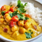 - 1 can (14 oz) chickpeas, drained and rinsed - 1 can (14 oz) coconut milk - 1 medium onion, finely chopped - 2 cloves garlic, minced - 1 tablespoon fresh ginger, grated Chickpeas are the star of this dish. They bring protein and fiber. Coconut milk adds creaminess and a rich flavor. The onion, garlic, and ginger create a strong base for the dish. This mix gives the curry a warm and inviting aroma. - 1 tablespoon curry powder - 1 teaspoon ground cumin - 1 teaspoon turmeric - 1 teaspoon chili powder (adjust to taste) Spices are key to a great curry. Curry powder adds the main flavor. Ground cumin gives a warm, earthy taste. Turmeric not only colors the dish but also adds health benefits. Chili powder adds heat, which you can control based on your taste. - 1 cup diced tomatoes (fresh or canned) - 1 cup vegetable broth - Fresh cilantro leaves, for garnish - Salt and pepper, to taste Diced tomatoes add acidity, balancing the creamy coconut. Vegetable broth enhances the depth of flavor. Fresh cilantro brings brightness and a fresh finish. Don't forget to season with salt and pepper to bring out all the flavors! {{ingredient_image_2}} 1. Heating olive oil: Start by pouring 2 tablespoons of olive oil into a large pan. Place it over medium heat. Allow the oil to warm for a few moments. 2. Sautéing onions: Once the oil is hot, add 1 medium onion, finely chopped. Sauté the onion for about 5 minutes, stirring often. It should become soft and turn translucent. 1. Incorporating garlic and ginger: Next, stir in 2 cloves of minced garlic and 1 tablespoon of grated ginger. Cook this mixture for about 1 minute. You want the garlic to be lightly golden and aromatic. 2. Cooking the spice mixture: Now, add 1 tablespoon of curry powder, 1 teaspoon of ground cumin, 1 teaspoon of turmeric, and 1 teaspoon of chili powder. Stir the spices constantly for 1 minute. This helps release their fragrant flavors. 1. Mixing in tomatoes and chickpeas: Add 1 cup of diced tomatoes to the pan. Stir them in and let the mixture cook for 3-4 minutes. The sauce will start to thicken. 2. Simmering for flavor melding: Pour in 1 can of drained chickpeas, 1 can of coconut milk, and 1 cup of vegetable broth. Stir everything well. Bring the curry to a gentle simmer and cook uncovered for about 15-20 minutes. This helps all the flavors blend together nicely. To boost the flavor of your curry, adjust spices to your taste. Start with the curry powder. If you like it spicier, add more chili powder. You can also add a squeeze of lime juice. This gives the dish a fresh taste and brightens the flavors. If you want a thicker curry, let it simmer longer. The sauce will reduce and become rich. For a creamier texture, add more coconut milk. This will make the curry smooth and luscious. Serve your creamy coconut chickpea curry with fluffy rice or quinoa. These grains soak up the sauce nicely. For garnishes, fresh cilantro is a must. You can also add lime wedges for an extra zing. Pro Tips Use Fresh Ingredients: Opt for fresh herbs and spices whenever possible to enhance the flavor profile of your curry. Adjust Spice Levels: Feel free to modify the amount of chili powder to suit your heat preference; you can always start with less and add more. Let It Rest: Allow the curry to rest for a few minutes after cooking to let the flavors settle before serving. Experiment with Add-Ins: Consider adding vegetables like spinach, bell peppers, or sweet potatoes for added nutrition and texture. {{image_4}} You can easily change the legumes in this recipe. Instead of chickpeas, try black beans or lentils. Each of these options adds a unique flavor while keeping the dish hearty. You can also add fresh vegetables like spinach or bell peppers. Both options brighten the dish and increase its nutrition. Just toss them in during the simmering step for best results. This curry is naturally vegan and gluten-free. If you want to keep it low-calorie, you can use light coconut milk. It still tastes creamy without the extra fat. You can also reduce the amount of oil or serve it with cauliflower rice instead of regular rice. These swaps help you enjoy a delicious meal while keeping your diet in check. You can use an Instant Pot for a quicker meal. Just sauté the onions and spices, then add your other ingredients. Set it to high pressure for about 10 minutes. If you prefer a slow cooker, combine all ingredients and cook on low for 6-8 hours. This method deepens the flavors. For a one-pan option, you can cook everything in a large skillet. Just make sure to cover it while it simmers for even cooking. - Refrigeration tips: Allow the curry to cool down first. Transfer it to an airtight container. It will stay fresh in the fridge for about 3 to 5 days. - Freezing instructions: For longer storage, place the curry in a freezer-safe container. It can last up to 3 months in the freezer. Make sure to leave some space for expansion. - Best methods for reheating the curry: The microwave works well for quick reheating. Alternatively, heat it on the stove over low heat for even warming. - How to maintain flavor and texture: Add a splash of water or vegetable broth while reheating. This helps keep the curry creamy and prevents it from drying out. - How long the curry lasts in the fridge or freezer: In the fridge, it lasts up to 5 days. In the freezer, it can last up to 3 months. - Signs of spoilage: Check for an off smell, mold, or changes in color. If you see any signs, it's best to discard the curry. Yes, you can make this curry ahead of time. It saves time on busy days. Just prepare the curry as directed and let it cool. Store it in an airtight container in the fridge for up to three days. When ready to eat, reheat it on the stove. This curry often tastes even better the next day as the flavors blend. You have many great options for sides. Here are some ideas: - Cooked rice (white or brown) - Quinoa - Naan bread - Fresh salad - Steamed vegetables Each of these sides pairs well with the rich flavors of the curry. Yes, this recipe can be kid-friendly with some tweaks. Reduce the chili powder for less heat. You can also use mild curry powder. Adding some extra coconut milk can make it creamier and smoother. Serve with rice, which kids often love. This makes the meal more appealing for young eaters. This blog post covered the main ingredients, instructions, and tips for making Creamy Coconut Chickpea Curry. You learned about essential ingredients like chickpeas and coconut milk, along with spices that add depth to the dish. I shared techniques to enhance flavor and tips for storage, ensuring your meal lasts. Remember, cooking is about creativity and enjoyment. Feel free to experiment with different ingredients and methods. Enjoy making this curry and sharing it with others!