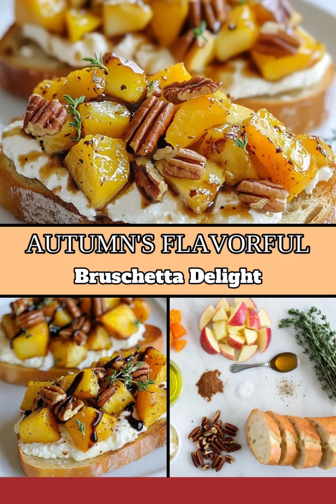 Discover the perfect autumn bruschetta recipe with this easy butternut apple appetizer featuring roasted butternut squash and sweet apples. This delightful butternut squash bruschetta topped with creamy apple ricotta is a must-try for your fall appetizer ideas. Perfect for gatherings, this easy butternut apple recipe will wow your guests. Save this recipe for your next get-together! #ButternutSquashBruschetta #FallAppetizers #AppleRicotta #AutumnRecipes