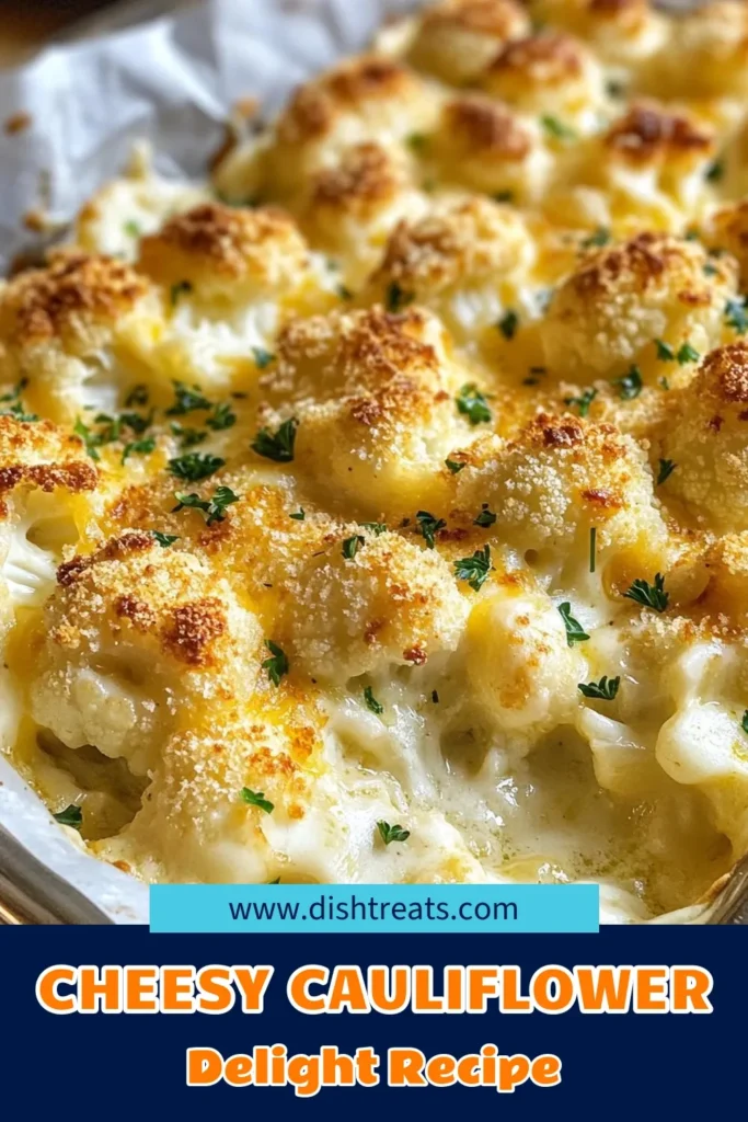 Indulge in this rich and creamy Cheesy Cauliflower Au Gratin, a delightful cauliflower gratin recipe perfect as a side dish. Our Cheddar Cheese Cauliflower Bake combines blanched cauliflower and a velvety cheese sauce for ultimate flavor. Ideal for family dinners, this baked cauliflower with cheese will wow your guests. Try this creamy cauliflower side dish today and elevate your mealtime. Save this recipe for later! #CauliflowerGratin #CheesyCauliflower #ComfortFood #SideDishRecipes
