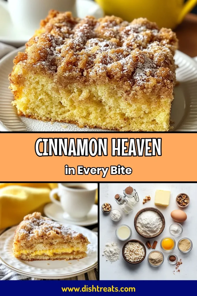 Indulge in this delicious Cinnamon Coffee Cake that features a delightful Streusel Topping Recipe, perfect for your next gathering! This Easy Coffee Cake is simple to make and brings the warmth of homemade cinnamon cake to your table. Discover the Best Coffee Cake Recipe that pairs beautifully with your favorite brew. Bake it today and enjoy a slice of heaven. Don’t forget to save this recipe for later! #CinnamonCoffeeCake #CoffeeCakeRecipe #DessertIdeas #BakingFun