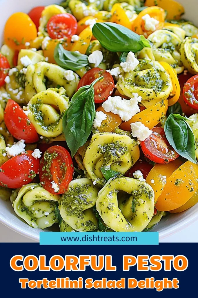 Discover the delicious and vibrant Pesto Tortellini Pasta Salad, the perfect easy recipe for any occasion. This cheese tortellini salad recipe combines fresh vegetables, feta cheese, and a rich pesto dressing, creating a Mediterranean pasta salad that's full of flavor. Quick to prepare, it's ideal for meal prep or summer gatherings. Try this easy tortellini salad recipe today! Save it for later! #PastaSalad #TortelliniRecipe #PestoLovers #MediterraneanFood