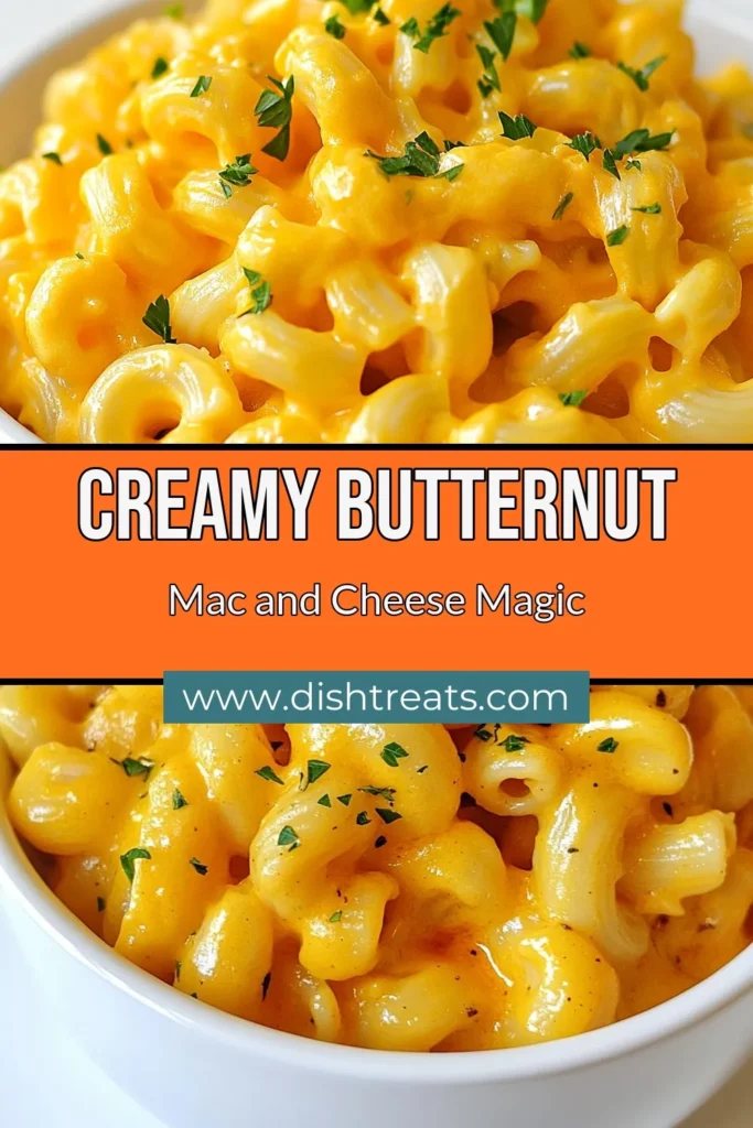 Indulge in this creamy butternut squash mac and cheese for a delicious twist on a classic dish. This vegetarian mac and cheese recipe is not only simple but packed with flavors, making it a perfect family favorite. Try this easy butternut squash pasta for a healthy macaroni and cheese option! Bake it for an even creamier experience. Save this recipe for your next cozy dinner! #ButternutSquash #MacAndCheese #HealthyRecipes #VegetarianCooking