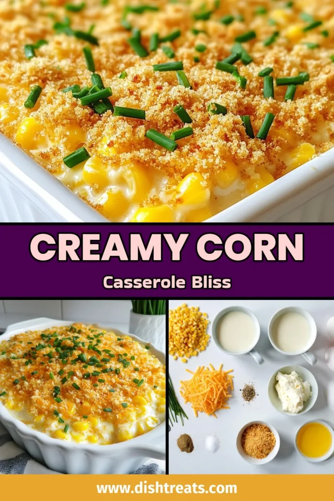 Savor the goodness of this Creamy Corn Casserole, an easy and delicious addition to your meal! This Cheddar Corn Bake combines fresh or frozen corn with rich cream and cream cheese for a delightful flavor. Perfect for family gatherings or weeknight dinners, it's a must-try Corn Delight Recipe. Impress your guests with this cheesy, creamy corn and cream cheese dish. Save this easy casserole recipe for your next gathering! #CornCasserole #ComfortFood #EasyRecipes #CasseroleLove