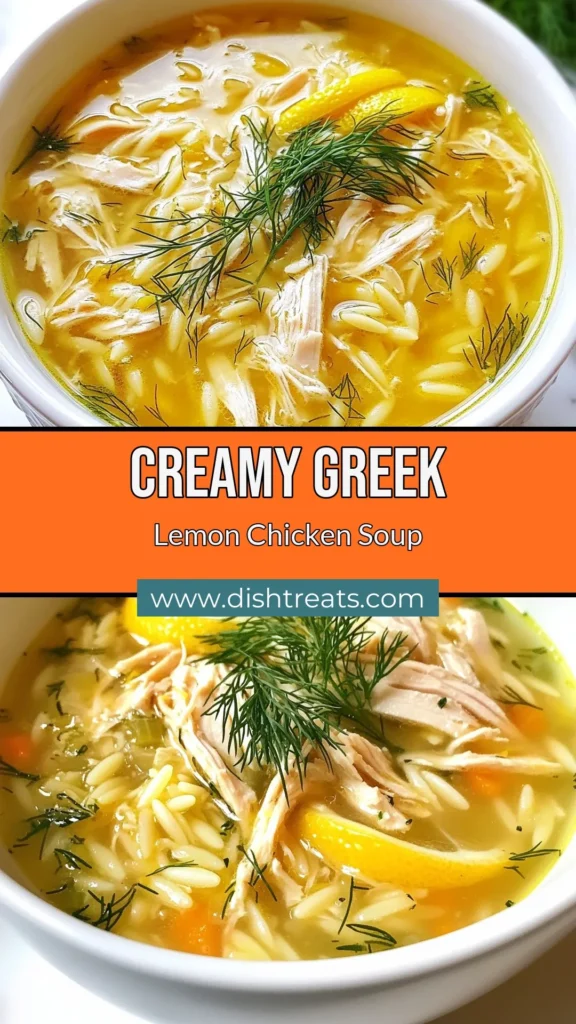 Discover the comforting flavors of Greek lemon chicken soup with this classic Avgolemono recipe! This homemade chicken soup features orzo pasta and zesty lemon for a bright, Mediterranean twist. Perfect for chilly days, this easy recipe will become a family favorite. Ready in just 40 minutes, whip up a delicious bowl of orzo lemon soup today. Save this recipe for a cozy night in! #GreekRecipes #ChickenSoup #Avgolemono #MediterraneanCuisine