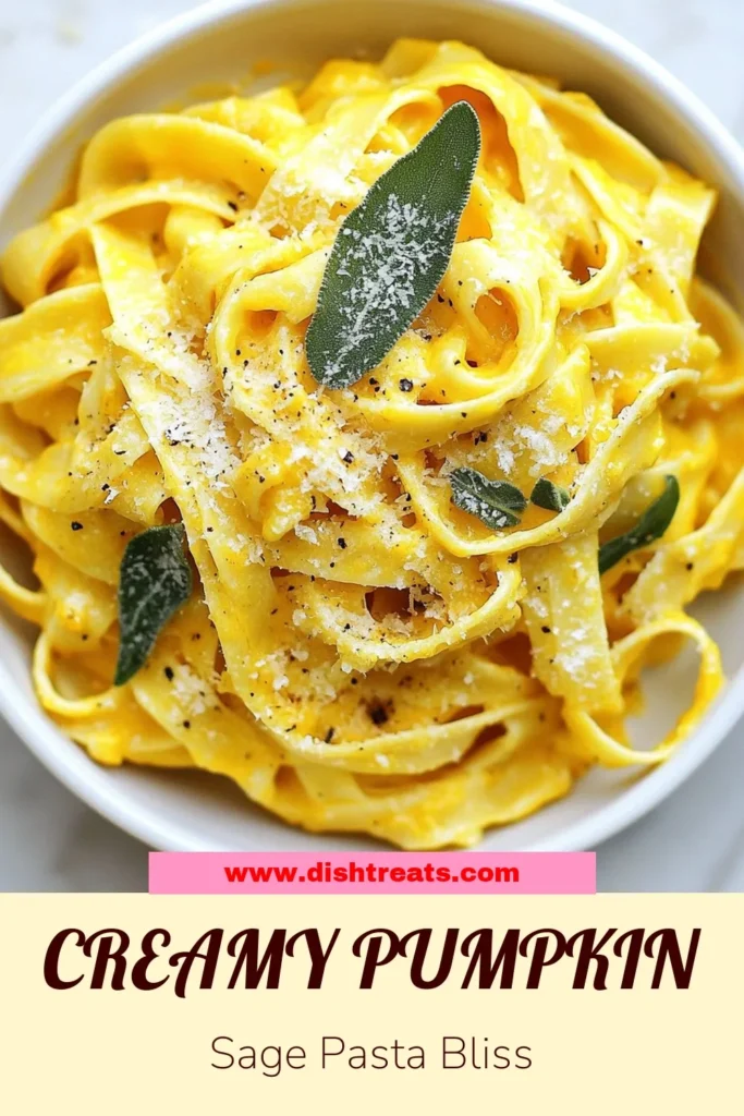 Discover the deliciousness of creamy pumpkin pasta with this easy pumpkin sage pasta recipe! This comforting fettuccine pasta with pumpkin combines rich pumpkin puree, heavy cream, and fresh sage for the ultimate fall pasta dish. Perfect for cozy evenings, this creamy pumpkin sage pasta is a must-try. Save this recipe for your next autumn dinner! #CreamyPumpkinPasta #FallPastaDishes #PumpkinSagePasta #EasyPumpkinPasta