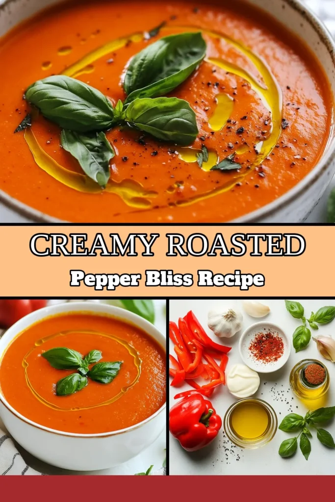 Discover the ultimate creamy roasted red pepper soup that will warm your soul! This easy roasted red pepper soup recipe is not only delicious but also perfect as a vegetarian soup option or dairy-free soup when made with coconut cream. Whip up this creamy delight in just an hour for a comforting meal. Save this recipe and dive into the world of easy creamy soup recipes today! #CreamySoup #VegetarianRecipes #DairyFree #SoupLovers