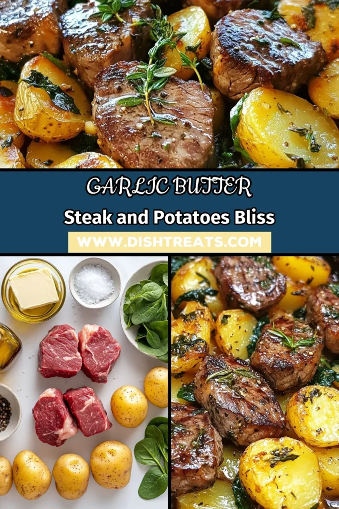 Elevate your dinner with this Garlic Butter Steak Skillet featuring tender sirloin steak and crispy garlic herb potatoes! This easy steak dinner is perfect for busy weeknights, all cooked in one pan for minimal cleanup. Savor the deliciousness as the flavors meld with every bite. Try this simple Sirloin Steak Recipe and enjoy a delightful meal in just 30 minutes. Save the recipe now for your next family dinner! #GarlicButterSteakSkillet #EasySteakDinner #OnePanSteakandPotatoes #GarlicHerbPotatoes