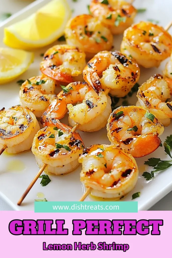 Discover this delicious Lemon Herb Grilled Shrimp recipe that's perfect for your next seafood grilling adventure! This easy-to-follow grilled shrimp recipe features succulent garlic lemon shrimp on skewers, bursting with zesty flavor. Ideal for barbecues or quick weeknight dinners, these lemon shrimp skewers are sure to impress! Click to learn how to make perfectly grilled shrimp. Save this delightful seafood grilling recipe for your next meal! #GrilledShrimp #SeafoodRecipes #LemonShrimp #GrillingIdeas