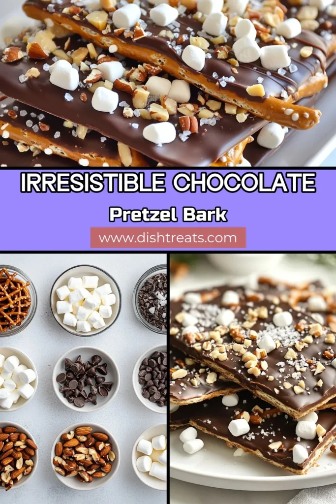 Indulge in the perfect blend of sweet and salty with this irresistible Chocolate Covered Pretzel Bark. This easy dessert recipe features chocolate pretzel bark made with coarsely broken pretzels, rich dark and white chocolate, and a dash of sea salt. Perfect for snacking or gifting, it's a must-try for chocolate lovers! Ready to make your own homemade chocolate bark? Click and save for later! #ChocolatePretzelBark #SweetAndSaltySnacks #EasyDessertRecipes #HomemadeChocolateBark