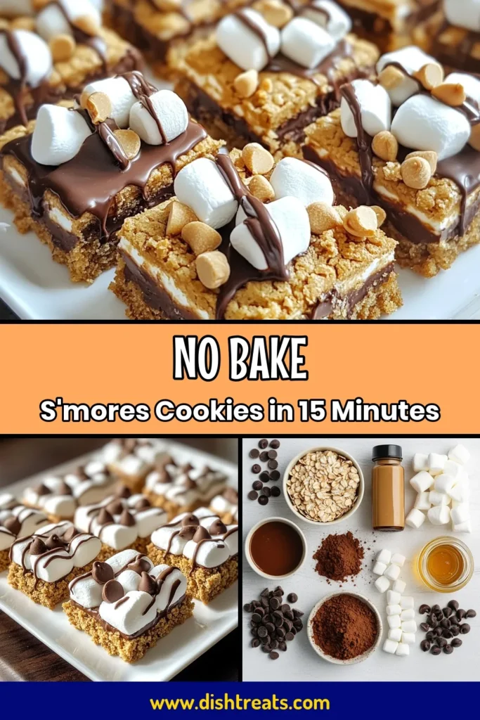 Indulge in these delicious s'mores no-bake cookies, the ultimate easy no-bake dessert! With layers of graham crackers, chocolate, and marshmallows, these quick s'mores treats are a chocolate lover's dream. Perfect for any occasion, you can whip them up in just 15 minutes. Don't miss out on this easy s'mores recipe that satisfies your sweet cravings! Save and try this chocolate marshmallow cookie delight today! #NoBakeCookies #DessertRecipes #S'mores #EasyTreats