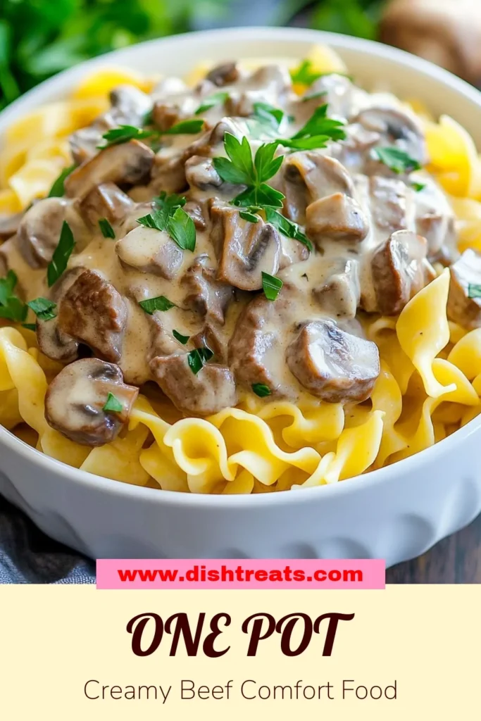 Discover the ultimate comfort food with this One-Pot Creamy Beef Stroganoff recipe! Perfect for a busy weeknight, this Easy Beef Stroganoff Dinner features tender beef sirloin, savory mushrooms, and creamy sour cream, all perfectly combined with egg noodles. Enjoy a delicious and quick one-pot meal that your whole family will love. Save this recipe for an effortless dinner tonight! #OnePotBeefStroganoff #CreamyBeefStroganoff #QuickOnePotMeals #BeefStroganoffWithEggNoodles