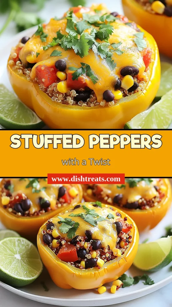Discover the delicious flavor of Tex-Mex quinoa stuffed peppers, a perfect healthy stuffed pepper recipe for any night of the week! Packed with protein-rich quinoa and black beans, these vegan stuffed peppers are an easy Tex-Mex dinner recipe that everyone will love. Perfectly baked and topped with cheese, they offer a nutritious twist on a classic favorite. Try this recipe today for a colorful and satisfying meal! #TexMex #StuffedPeppers #HealthyRecipes #VeganDinner