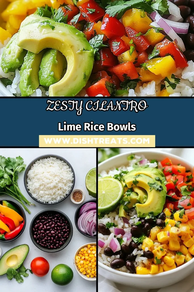 Discover the vibrant flavors of Cilantro Lime Rice Bowls! This Easy Vegetarian Rice Bowl combines jasmine rice with zesty lime cilantro dressing for a fresh, healthy meal. Perfect for a quick dinner, this Healthy Rice Bowl Recipe features black beans, fresh veggies, and avocado. Try this delicious Jasmine Rice Recipe today and bring a taste of freshness to your table. Save this recipe for your next meal prep! #CilantroLimeRice #HealthyRecipes #VegetarianMeals #RiceBowlRecipes
