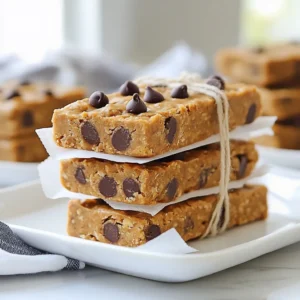 To make these tasty energy bars, gather the following main ingredients: - 1 cup natural peanut butter (creamy or chunky) - 1/2 cup honey or maple syrup - 1 teaspoon pure vanilla extract - 1 1/2 cups rolled oats - 1/2 cup protein powder (optional) - 1/2 cup mini chocolate chips - 1/4 cup chia seeds - 1/4 teaspoon fine sea salt These ingredients create a delicious mix of sweet and nutty flavors. You can customize your energy bars with these optional ingredients: - Dried fruits like cranberries or raisins - Nuts such as almonds or walnuts for crunch - Seeds like pumpkin or sunflower for extra nutrition - Coconut flakes for a tropical twist Feel free to mix and match to make these bars your own! Each ingredient offers great benefits: - Peanut Butter: Packed with protein and healthy fats, it fuels your day. - Oats: A good source of fiber, they help keep you full longer. - Chia Seeds: Rich in omega-3 fatty acids and fiber for added nutrition. - Honey or Maple Syrup: Natural sweeteners that provide quick energy. These bars are not just tasty; they also support your health! {{ingredient_image_2}} Start by gathering your ingredients. In a large mixing bowl, add 1 cup of natural peanut butter. You can choose creamy or chunky, based on your taste. Next, pour in 1/2 cup of honey or maple syrup. If you want a vegan option, use maple syrup. Add 1 teaspoon of pure vanilla extract for flavor. Mix these wet ingredients with a spatula or whisk until they blend into a smooth paste. This step is crucial. A well-mixed mixture gives the bars a good base. Now, grab a medium-sized bowl. Here, you will mix the dry ingredients. Add 1 1/2 cups of rolled oats. If you like, include 1/2 cup of protein powder. Choose vanilla or chocolate flavor for a tasty twist. Then, add 1/4 cup of chia seeds for texture and nutrition. Toss in 1/2 cup of mini chocolate chips, either dark or semi-sweet. Finally, sprinkle in 1/4 teaspoon of fine sea salt. Use a spoon or whisk to mix these dry ingredients well, so they are evenly spread out. Next, prepare an 8x8 inch baking dish. Line it with parchment paper, letting the edges hang over the sides. This makes it easy to lift out the bars later. Pour the energy bar mixture from the wet ingredients into the dish. Using a spatula or your hands, press the mixture firmly into the dish. Make sure it is compact and smooth. Cover the dish with plastic wrap or a lid. Place it in the refrigerator for 1 to 2 hours. This step helps the bars firm up nicely. Once chilled, lift the mixture out using the parchment paper. Transfer it to a cutting board and slice it into 12 bars. Store these tasty energy bars in an airtight container in the fridge for up to one week. Enjoy them as a quick snack or breakfast! To get the right texture for your energy bars, aim for a thick and sticky mix. Use natural peanut butter for that creamy feel. If you want a crunchy element, add chunky peanut butter. The oats should be old-fashioned for a chewier bite. If you want a softer bar, add a bit more honey or maple syrup. Mix your wet and dry ingredients in separate bowls. This helps them blend well later. When you combine them, stir until you see no dry spots. Use a spatula to press the mixture firmly into the baking dish. This ensures your bars hold together. Remember, a well-mixed batter leads to a better bar! For a lovely presentation, stack the bars on a wooden cutting board. Wrap a few bars in parchment paper, tied with twine, for a gift-like look. Add fresh berries or banana slices to the side for color and flavor. This makes your snack look appealing and appetizing! Pro Tips Customize Your Sweetness: Adjust the amount of honey or maple syrup according to your taste preference. If you prefer a less sweet bar, start with 1/3 cup and gradually increase until desired sweetness is achieved. Protein Power: For an extra boost, consider adding a scoop of your favorite protein powder. This not only enhances the nutritional value but also keeps you fuller for longer. Chill Time Matters: Make sure to refrigerate the bars for the full recommended time. This allows the ingredients to bind together properly, resulting in firmer, easier-to-slice bars. Mix It Up: Feel free to experiment with add-ins like dried fruits, nuts, or seeds. Just ensure to keep the total volume similar to maintain the texture of the bars. {{image_4}} If you want to make nut-free energy bars, you can easily swap the peanut butter. Use sun butter or soy nut butter instead. Both options give a creamy texture and a nice flavor. You can still enjoy the same rich taste without any nuts. Just be sure to check for allergies if you share these bars. You can mix up the flavors in these energy bars. Here are some fun ideas: - Fruits: Add dried fruits like cranberries, raisins, or apricots for a sweet kick. - Seeds: Swap chia seeds for flaxseeds or pumpkin seeds for extra crunch. - Spices: A pinch of cinnamon or nutmeg can warm up the flavor. - Coconut: Mix in shredded coconut for a tropical twist. Feel free to experiment until you find your favorite blend. To keep these bars vegan, it’s easy! Use maple syrup instead of honey. Most brands of chocolate chips offer dairy-free options for a vegan treat. Make sure to check the label. For protein powder, choose a plant-based version to keep the bars fully vegan. This way, you can enjoy a tasty snack that fits your diet. To keep your peanut butter chocolate chip energy bars fresh, store them in an airtight container. This prevents air from drying them out. Place the container in the refrigerator. This keeps the bars cool and firm. If you stack the bars, use parchment paper between layers. This stops them from sticking together. To enjoy your energy bars later, freezing is a great option. Wrap each bar in plastic wrap. Then, place them in a freezer-safe bag or container. Label the bag with the date. They can stay in the freezer for up to three months. To thaw, take them out and let them sit at room temperature for about 30 minutes. These energy bars last in the fridge for about one week. If stored properly, they remain tasty and safe to eat. If you notice any change in smell or texture, it’s best to discard them. Keeping an eye on their freshness ensures you enjoy every bite! Yes, you can use different nut butters! Almond butter, cashew butter, or sunflower seed butter work well. Each nut butter adds a unique taste. Just make sure it has a similar consistency to peanut butter. If you don't have protein powder, you can skip it. The bars will still taste great and provide energy. They will be a bit less filling. You could also add extra oats or nuts for more texture and nutrition. To make these bars gluten-free, use certified gluten-free oats. Most rolled oats are gluten-free, but check the label. This way, everyone can enjoy the bars without worry. Yes, these bars are perfect for kids! They are healthy and tasty. Kids love the chocolate chips, and you can feel good about the ingredients. They make a great snack or quick breakfast. To make the bars less sweet, reduce the honey or maple syrup. You can also cut back on the chocolate chips. Try adding more oats or nuts to balance the flavors without losing taste. In this post, I shared how to make peanut butter chocolate chip energy bars. You learned about the key ingredients and their health benefits. I walked you through the steps needed to mix and form the bars. We also explored tips for the best texture and serving ideas. You can customize these bars with variations and store them properly for later. Making these energy bars is simple and fun. Enjoy your healthy treat whenever you like!