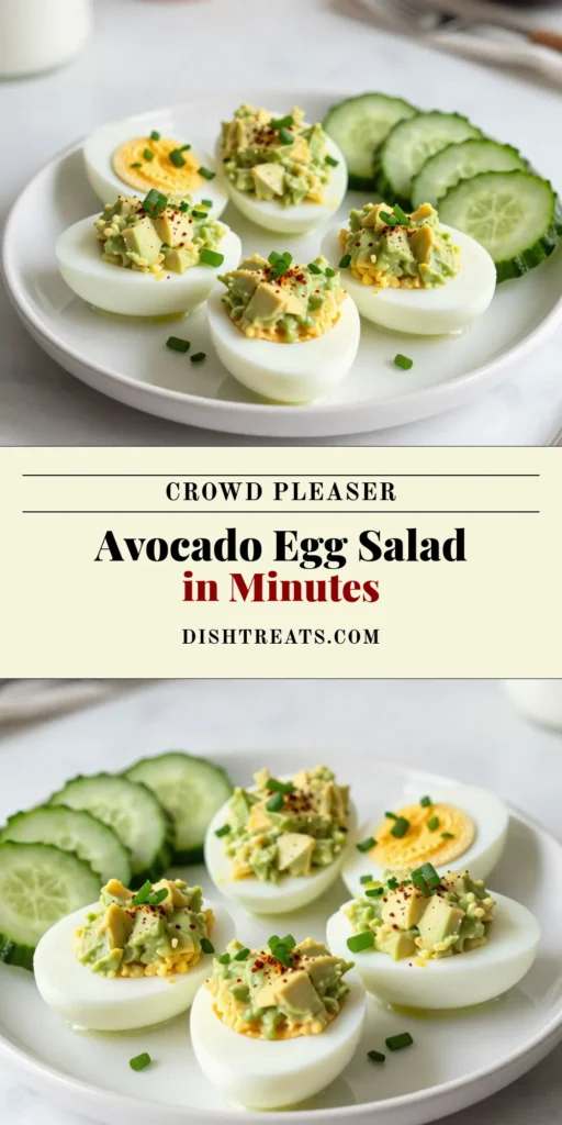 Looking for a delicious and nutritious meal? Try this Avocado Egg Salad for a creamy twist on a classic! This Healthy Egg Salad Recipe features high-protein ingredients, making it perfect for any meal. You'll love the vibrant flavors of this Creamy Avocado Salad, packed with goodness and easy to make. Whip it up in just 10 minutes and enjoy a guilt-free treat. Save this Easy Avocado Recipe now! #HealthyEating #EggSalad #AvocadoRecipes #HighProteinMeals