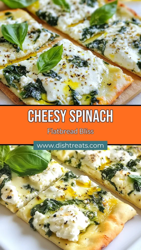 Discover the deliciousness of this Three Cheese Spinach Flatbread, a perfect easy vegetarian flatbread that makes for quick flatbread appetizers or a homemade spinach pizza. This spinach and cheese recipe combines rich ricotta, mozzarella, and feta for an irresistible flavor explosion. Ready in just 25 minutes, it's a must-try! Save it now for your next gathering. #ThreeCheeseFlatbread #SpinachAndCheese #QuickAppetizers #EasyVegetarianFlatbread