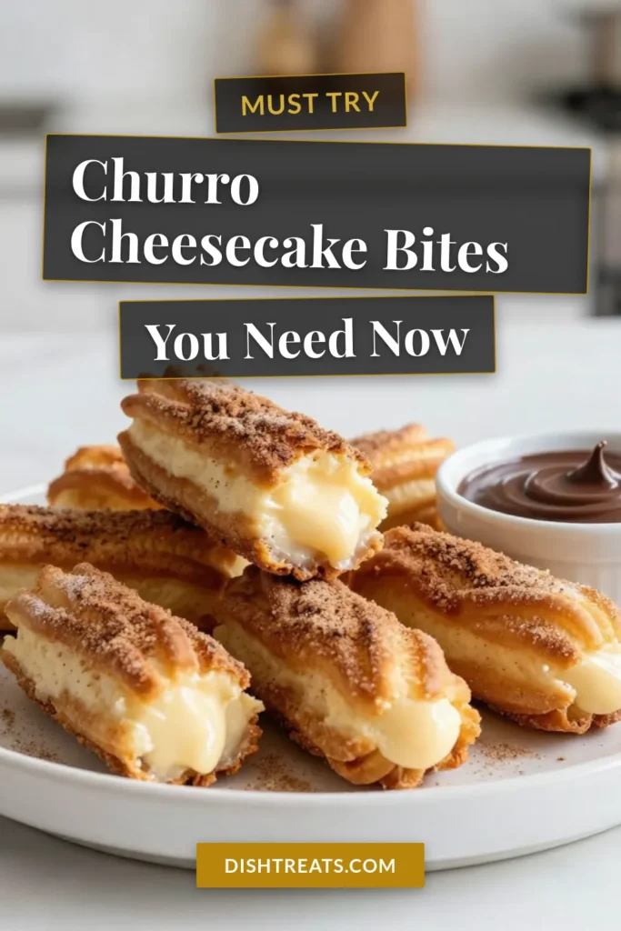 Discover the perfect blend of textures and flavors with these churro cheesecake bites! This easy churro dessert combines a creamy cream cheese churro recipe with the satisfying crunch of baked churro bites, rolled in cinnamon sugar cheesecake goodness. Ideal for parties or treats, these bites are a delightful fusion you won't want to miss. Save this recipe for your next sweet craving! #ChurroCheesecakeBites #EasyChurroDessert #BakedChurroBites #CinnamonSugarCheesecake