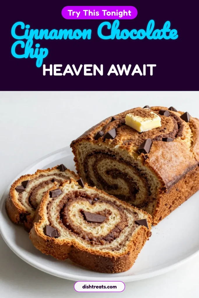 Indulge in the delightful flavors of homemade cinnamon swirl chocolate chip bread! This easy cinnamon bread recipe combines rich chocolate chips with a sweet cinnamon swirl for the perfect treat. Ideal for breakfast or dessert, this chocolate chip bread recipe is a must-try. Follow our simple steps to make a scrumptious homemade chocolate chip loaf that everyone will love. Save this recipe for later! #CinnamonSwirl #ChocolateChipBread #EasyRecipes #BakingDelight