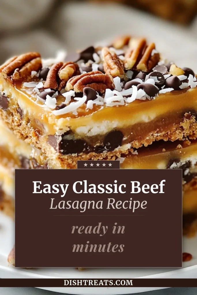 Indulge in a slice of paradise with these Coconut Caramel Magic Bars! Perfect for any occasion, these easy dessert recipes are also no-bake cookie bars that your guests will love. With layers of dulce de leche desserts, chocolate, and crunchy nuts, each bite is a tropical treat you won't forget. Save this recipe for your next gathering and experience the magic for yourself! #CoconutCaramelMagicBars #DessertRecipes #TropicalTreats #NoBakeDesserts