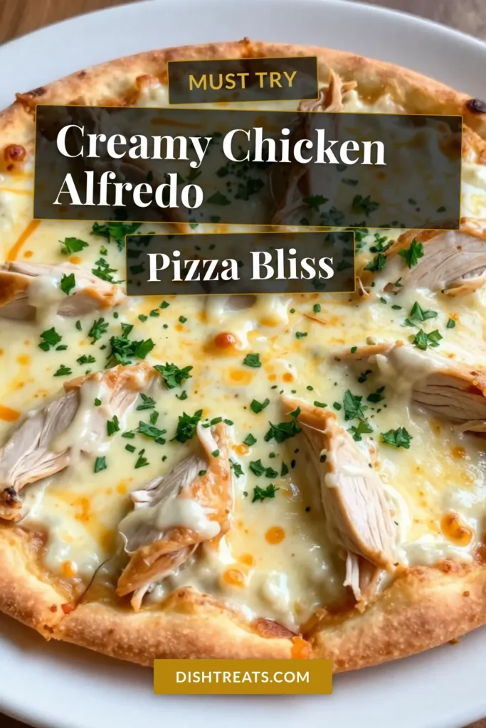 Indulge in the creamy goodness of our Creamy Chicken Alfredo Pizza! This Homemade Alfredo Pizza Recipe is a delicious twist on pizza night. With juicy chicken and gooey mozzarella, it's the perfect Easy Chicken Pizza Recipe that will impress your family. Ready in just 30 minutes, this Quick Dinner Pizza Recipe makes weeknight meals a breeze. Try it today and elevate your pizza game! #ChickenAlfredoPizza #EasyDinner #PizzaRecipe #ComfortFood