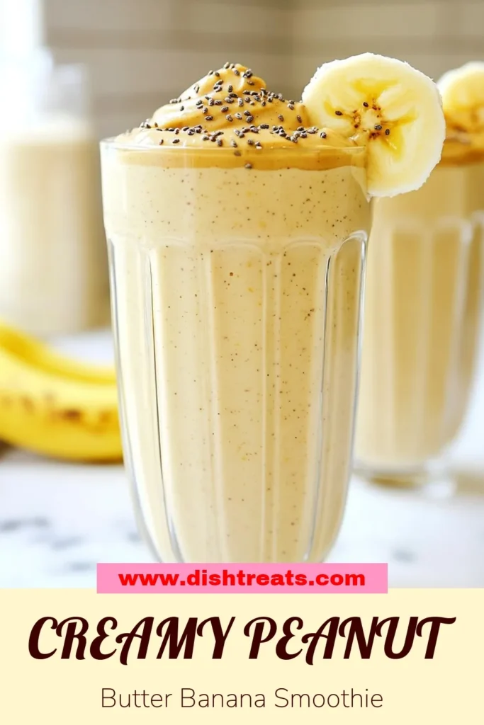 Looking for a delicious and nutritious start to your day? Try this Peanut Butter Banana Smoothie! This healthy banana smoothie recipe blends frozen bananas, natural peanut butter, and almond milk for a creamy treat. Packed with chia seeds, it's perfect for a quick breakfast or snack. With easy prep, you’ll love this frozen banana recipe! Save it for a refreshing and wholesome boost! #PeanutButterBananaSmoothie #HealthySmoothie #ChiaSeedSmoothie #FrozenBananaRecipes