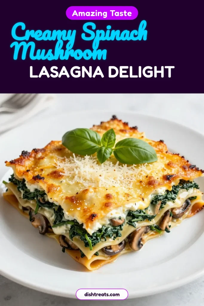 Discover the ultimate creamy spinach mushroom lasagna that’s perfect for any meal! This easy vegetarian lasagna recipe layers rich flavors with homemade lasagna filled with spinach and mushrooms. With creamy ricotta, mozzarella, and parmesan, you’ll love this rich creamy lasagna recipe. It’s simple to make and utterly delicious—ideal for family dinners or meal prep! Save this easy spinach mushroom lasagna recipe to enjoy later. #VegetarianLasagna #LasagnaRecipe #SpinachMushroom #HomemadeLasagna