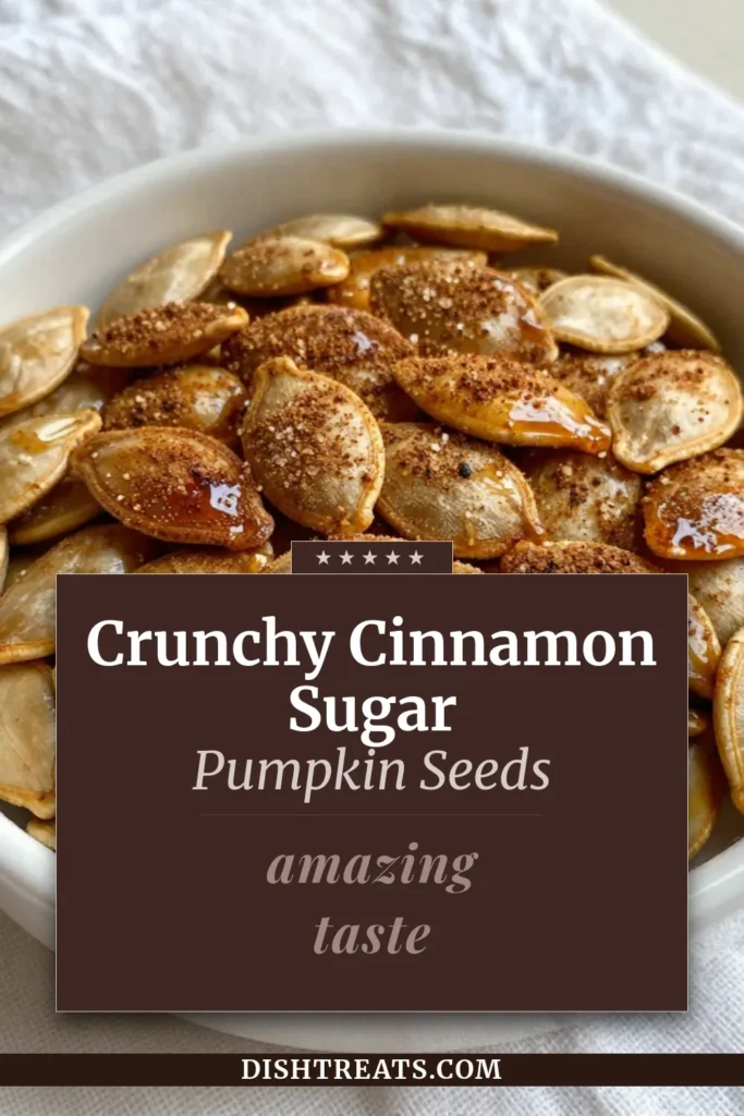 Looking for a delicious fall snack? Try this crispy pumpkin seeds recipe! Our Cinnamon Sugar Pumpkin Seeds are the perfect roasted pumpkin seeds snack that blends health and taste. Made with just a few simple ingredients, they're a healthy pumpkin seeds option that will delight your family and friends. Get ready for an aromatic treat that’s perfect for gatherings. Save this recipe for your next fall snack cravings! #CrispyPumpkinSeeds #FallSnackRecipes #HealthySnacks #PumpkinRecipes