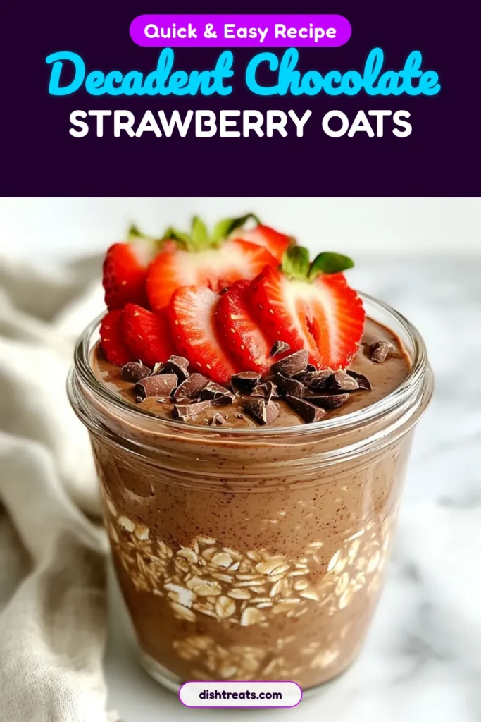 Indulge in the delightful combination of chocolate and strawberries with this Chocolate Strawberry Overnight Oats recipe! Perfect for busy mornings, this vegan overnight oats recipe is an easy oatmeal recipe packed with nutritious ingredients. Enjoy a healthy breakfast idea that's not only delicious but also quick to prepare. Ready in just 10 minutes, these chia seed oats are the ultimate start to your day. Try it now and elevate your breakfast game! #HealthyBreakfast #VeganOats #OvernightOats #ChiaSeeds