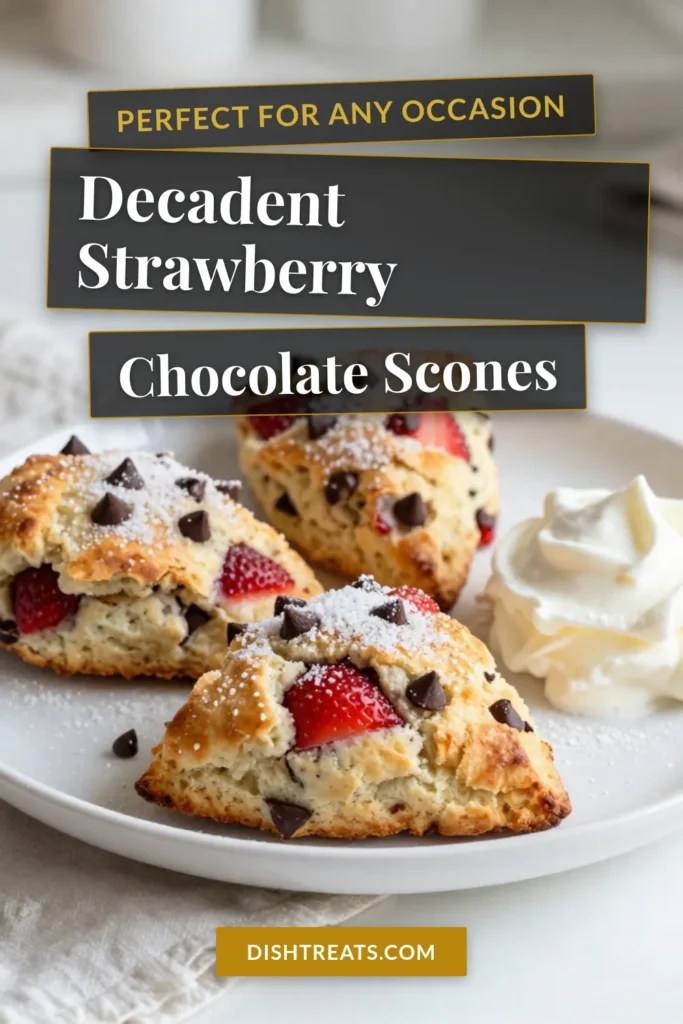 Indulge in these delightful strawberry chocolate chip scones with this easy scone recipe! Perfect for breakfast or a sweet snack, you'll love baking scones with strawberries and chocolate. Each homemade scone with chocolate and fruit bursts with flavor, making them irresistible. Try this simple scone recipe with fruit and impress your loved ones. Save this recipe for your next baking adventure! #StrawberryScones #Baking #SconeRecipe #HomemadeTreats