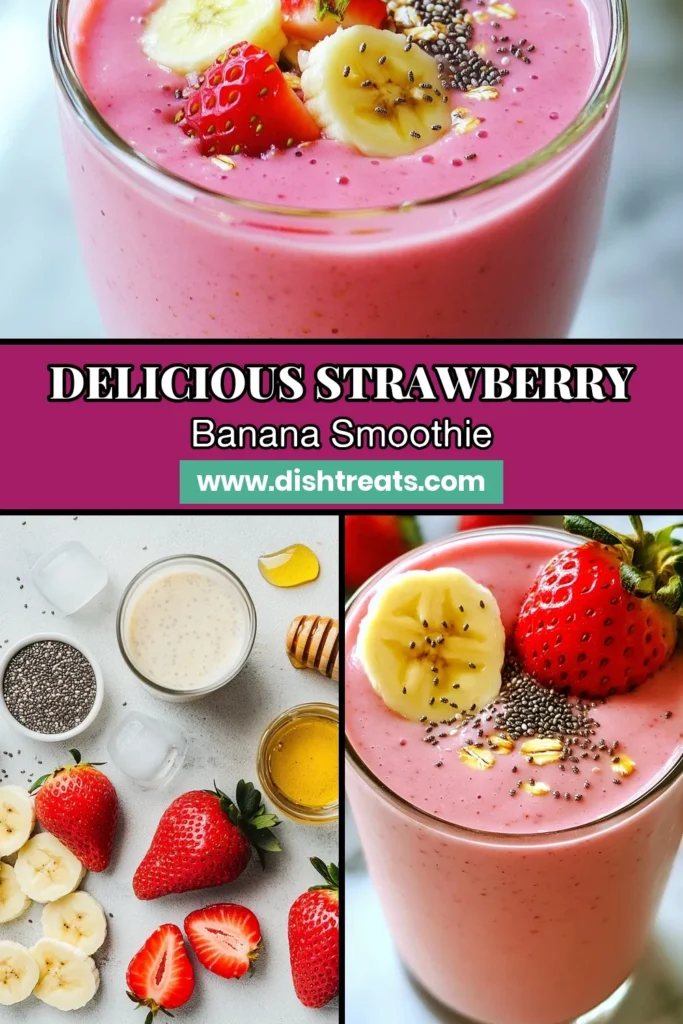 Start your day with this delicious Strawberry Banana Oat Smoothie, the perfect healthy breakfast smoothie! Packed with fresh strawberries, ripe banana, and rolled oats, this oat smoothie recipe is blended with almond milk for a creamy texture. Add chia seeds for an extra nutrient boost. Enjoy the refreshing taste and make it a daily treat! Don’t forget to save this recipe for later! #StrawberryBananaSmoothie #OatSmoothieRecipe #HealthyBreakfast #ChiaSeedSmoothie
