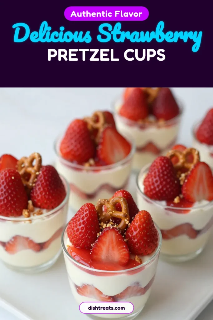 Delight in these Strawberry Pretzel Salad Cups—a stunning twist on a classic strawberry pretzel salad recipe! These easy strawberry dessert cups feature a crunchy pretzel crust dessert that's perfect for warm days. Enjoy a no-bake strawberry salad that combines creamy layers and fresh strawberries, making it an ideal summer treat. Don’t miss out on this easy strawberry gelatin dessert; save this recipe for your next gathering! #StrawberryPretzelSalad #NoBakeDessert #StrawberryDessert #EasyRecipes
